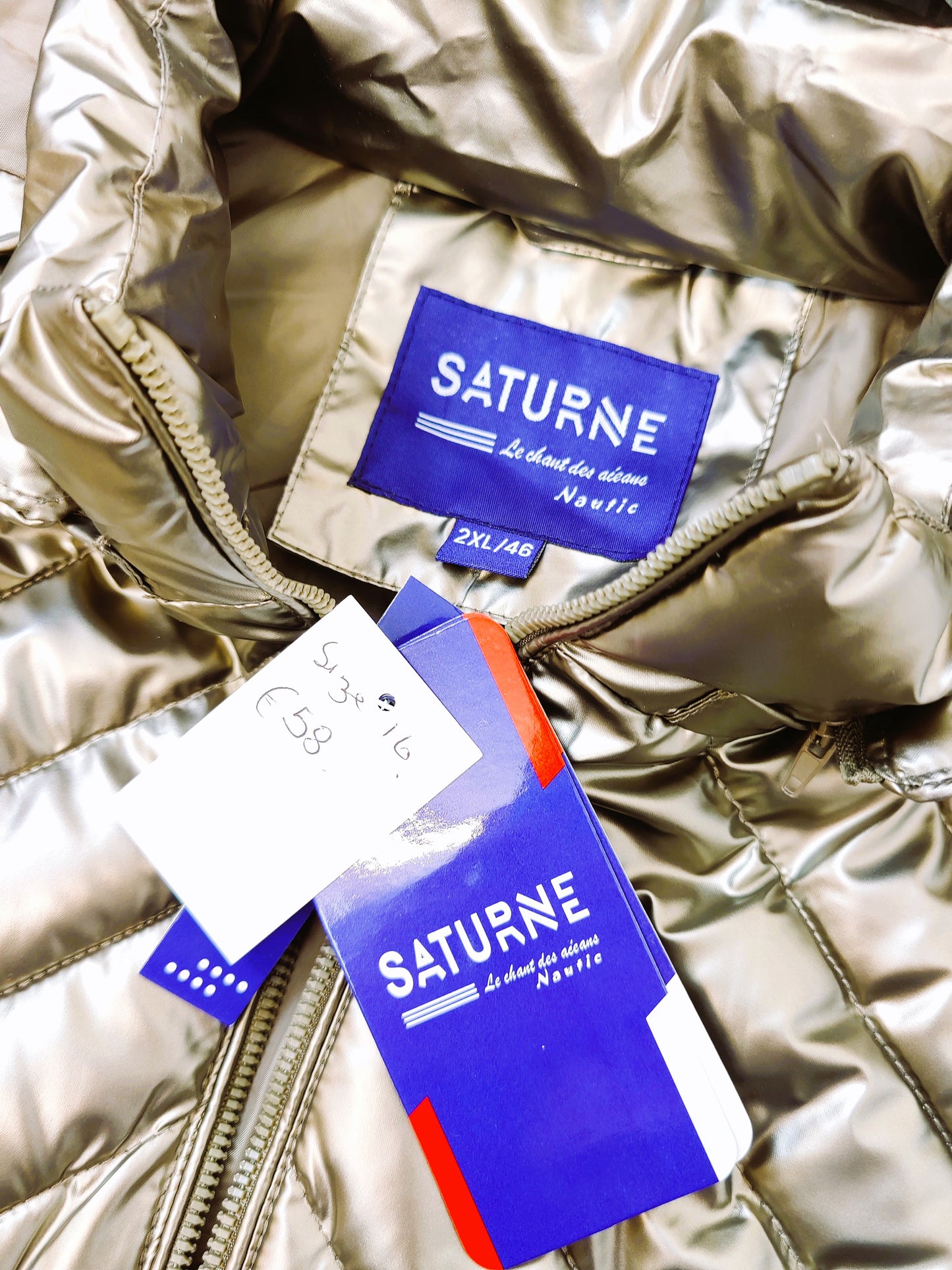 Saturne Bronze Hooded Quilted Shell Jacket