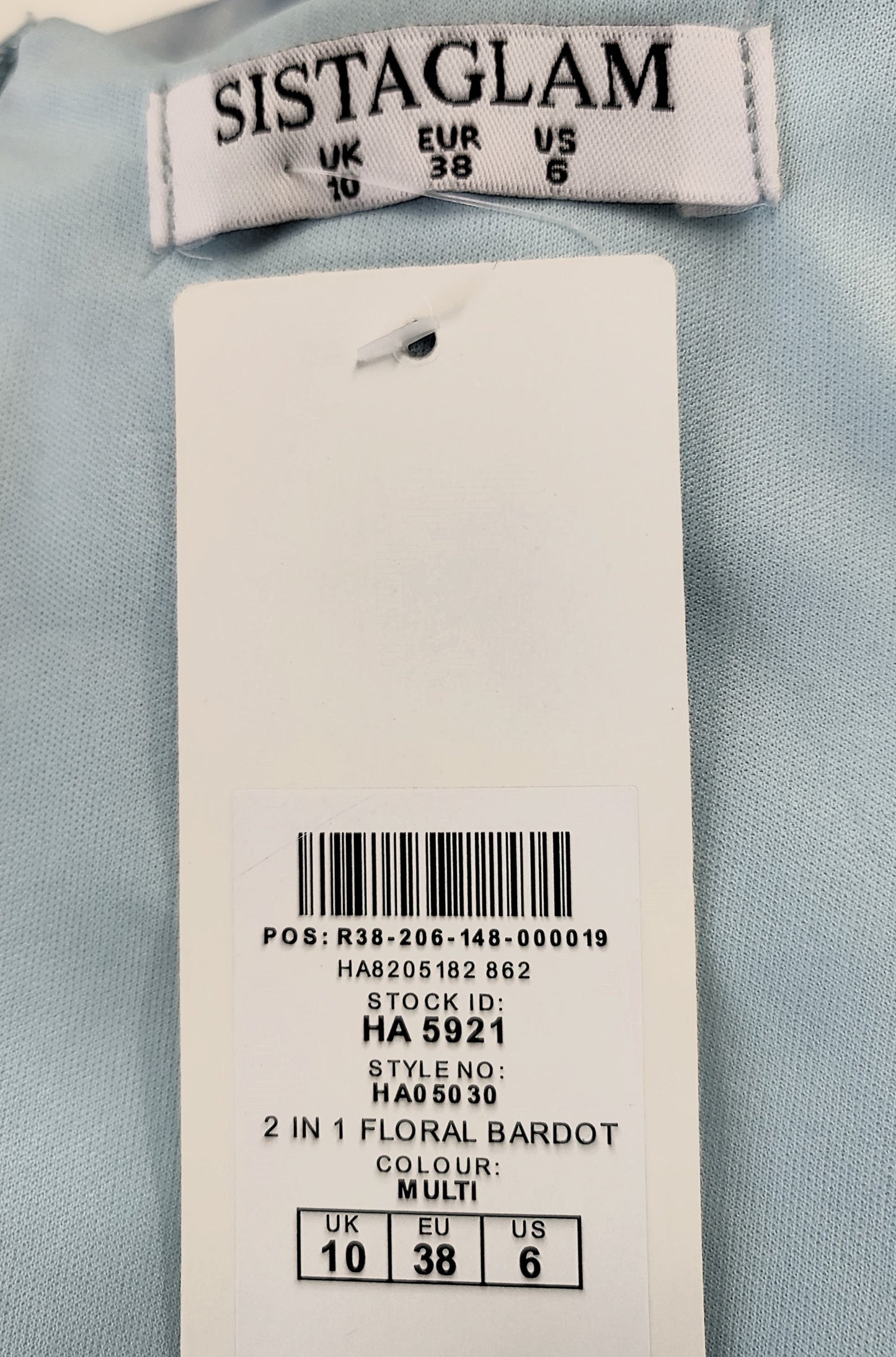 Sistaglam 2 in 1 Bardot Dress- Light Blue
