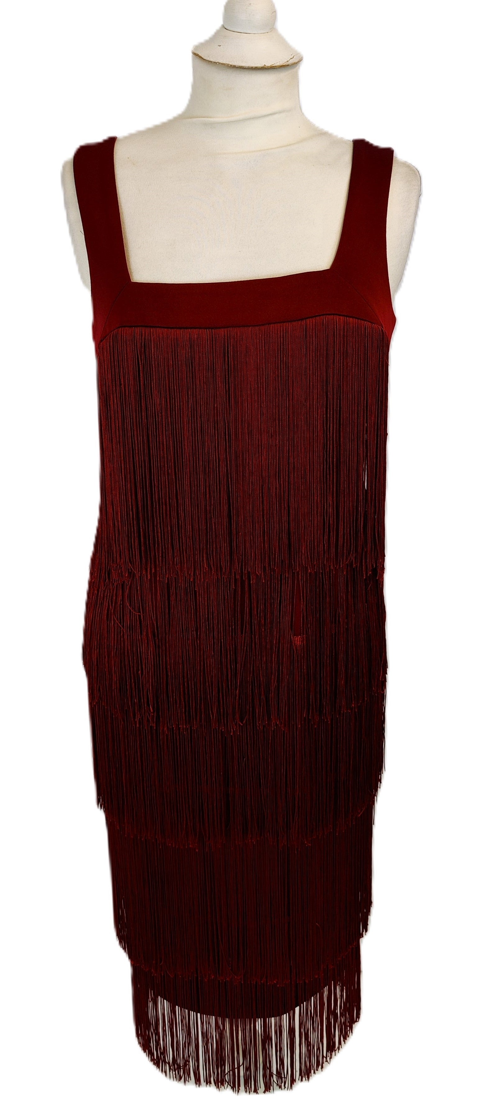 Asos Tasselled Flapper Style Dress Burgundy Red