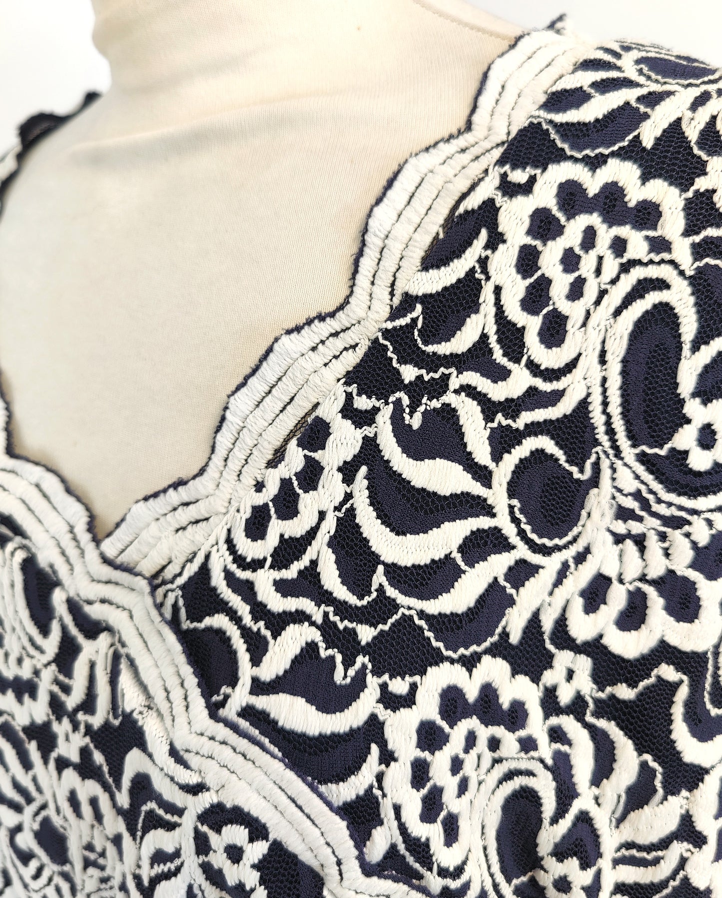 Chesca Dress- Navy and Ivory