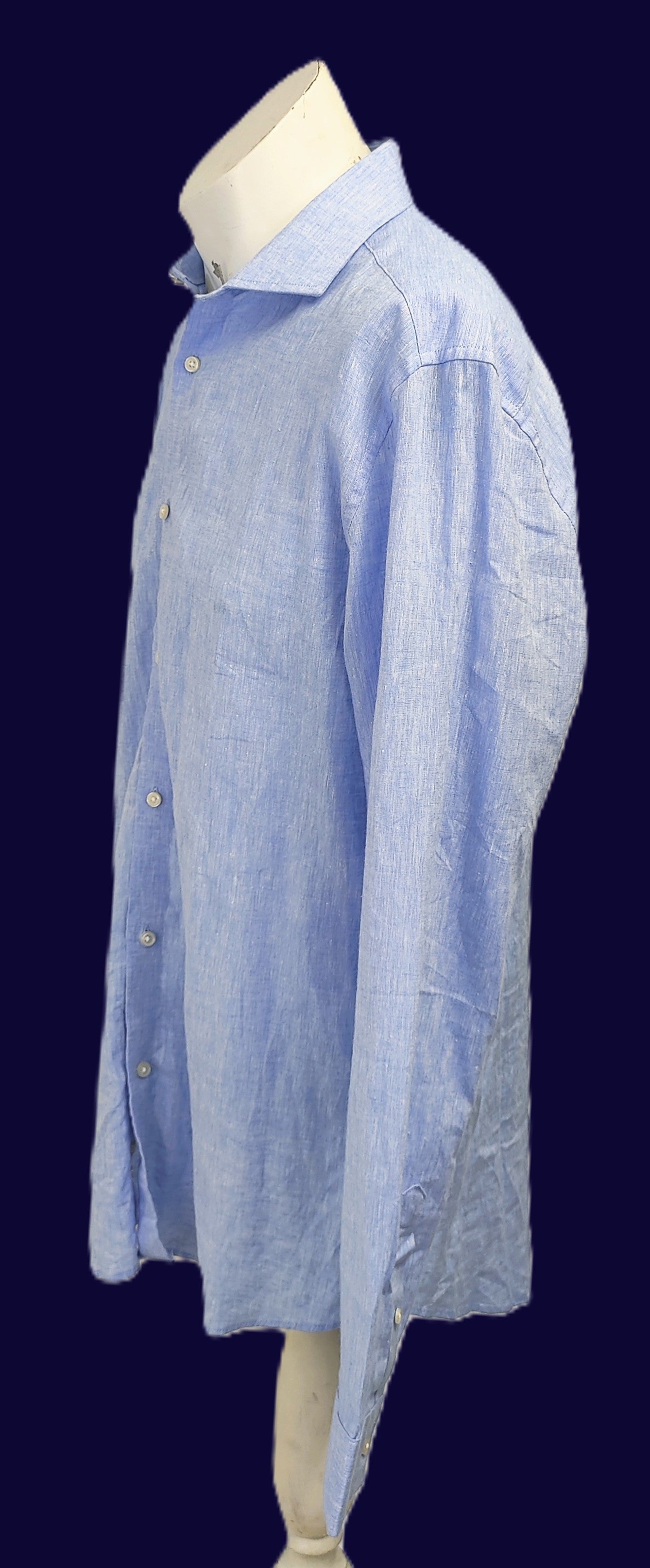 Fisk Of Oslo Men's Linen Blend Shirt- Light Blue