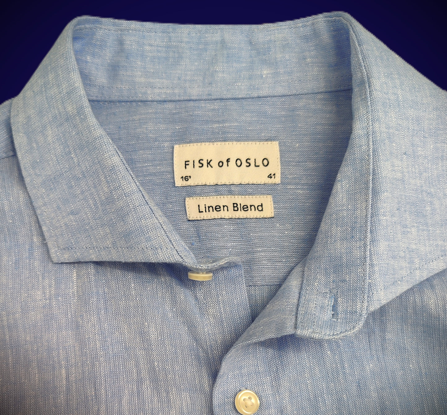 Fisk Of Oslo Men's Linen Blend Shirt- Light Blue