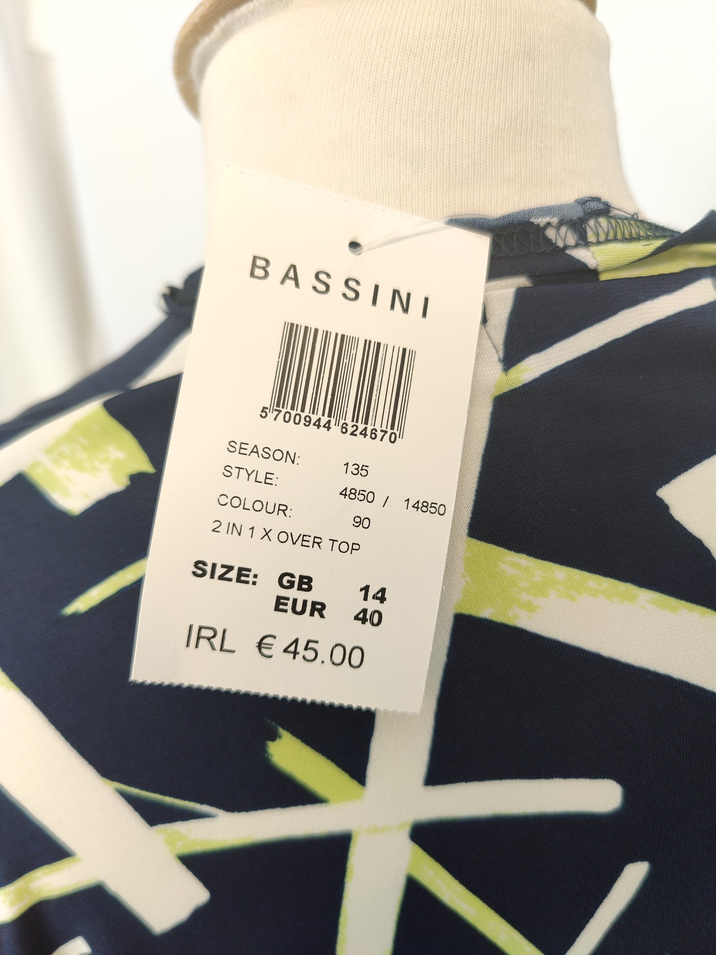 Bassini Two In One Navy and Green Top