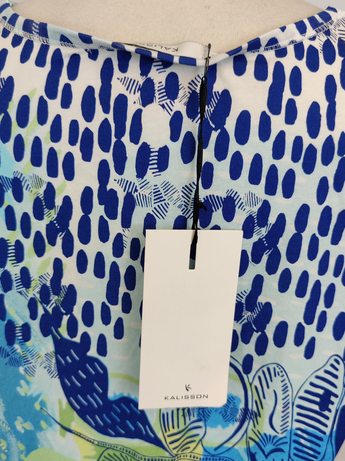 Kalisson Audrey Green and Blue Print Top