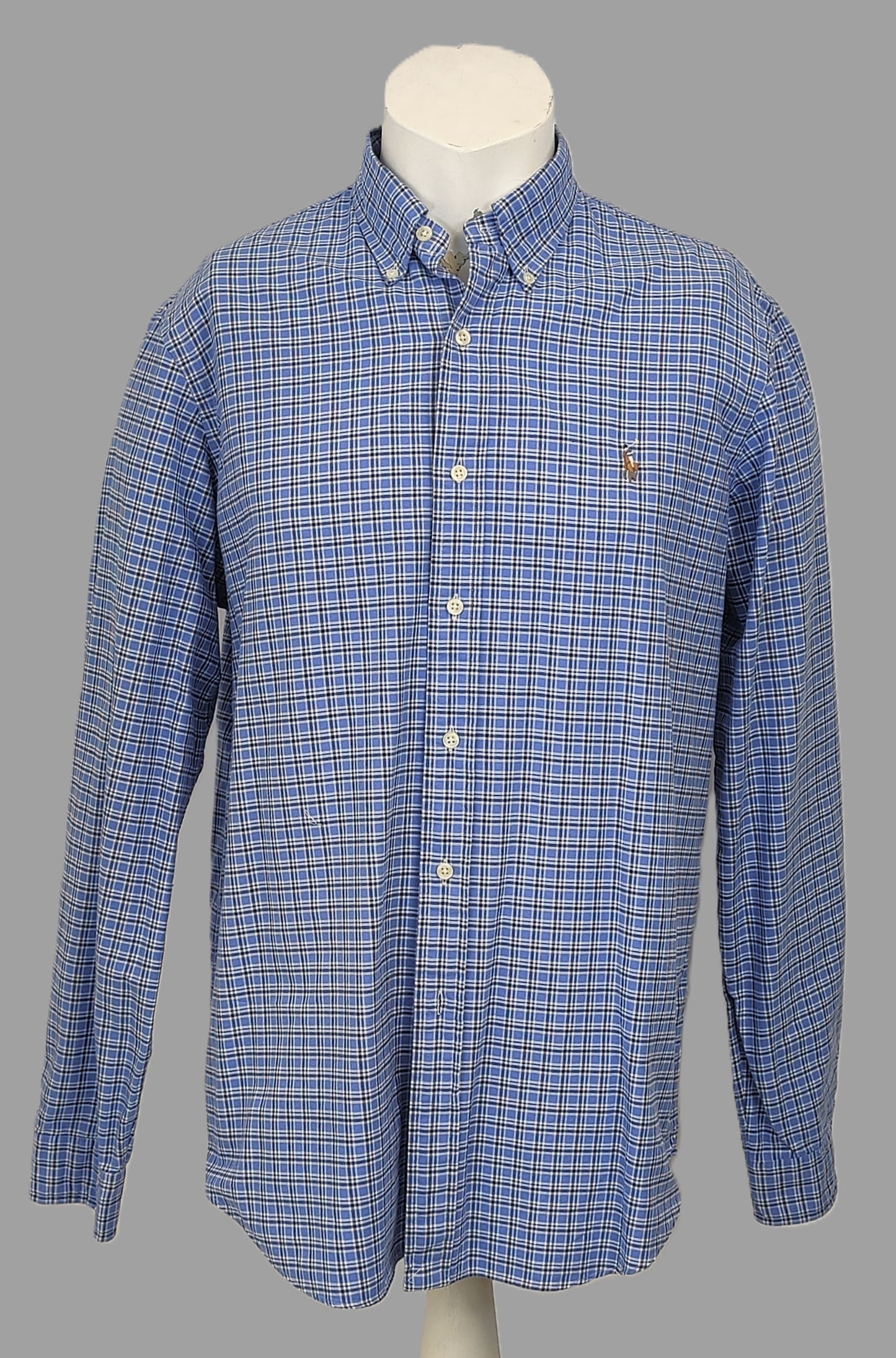 Ralph Lauren Brushed Cotton Check Shirts- Blue and White