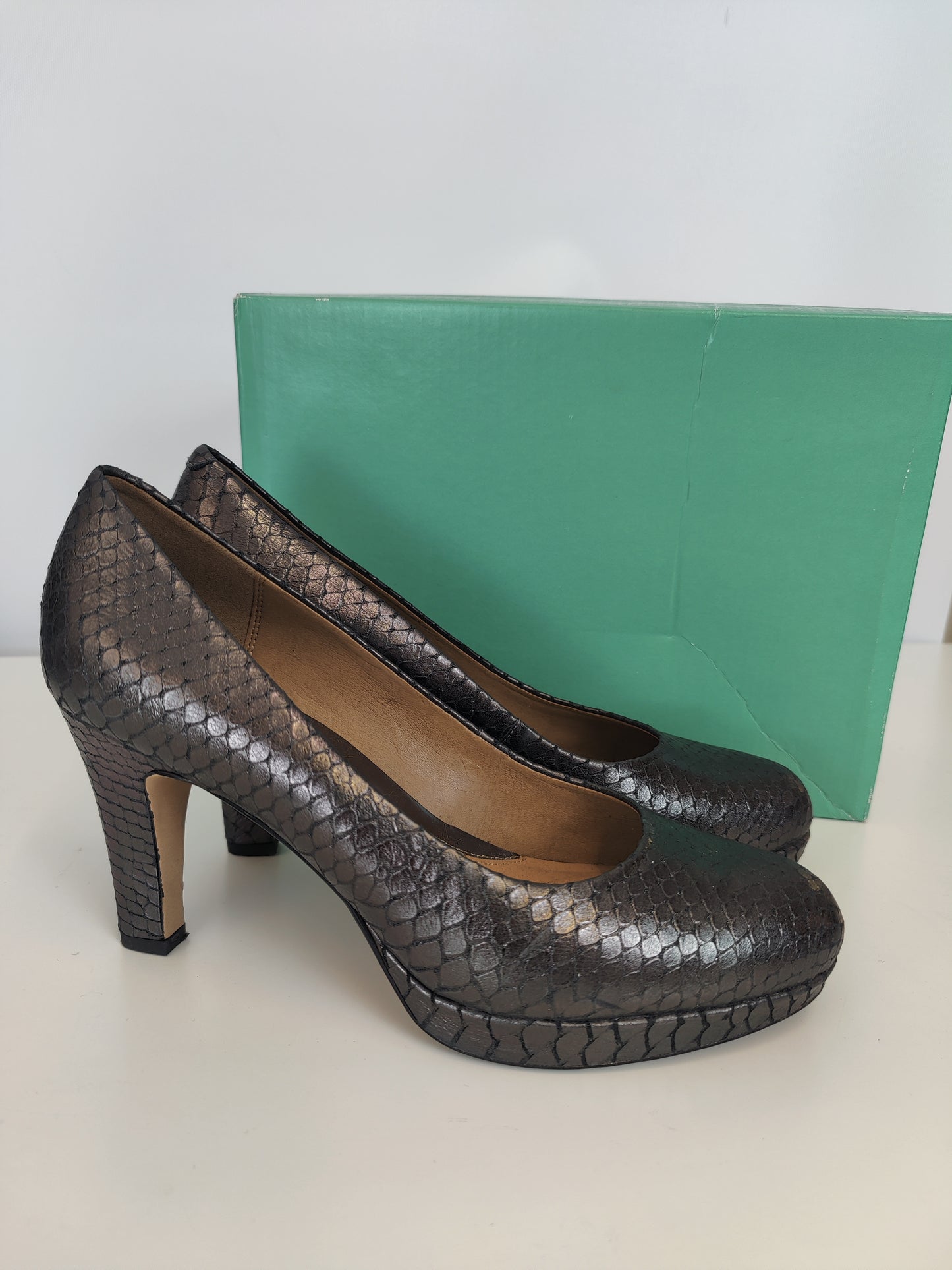 Clarks Metallic Leather Heels
