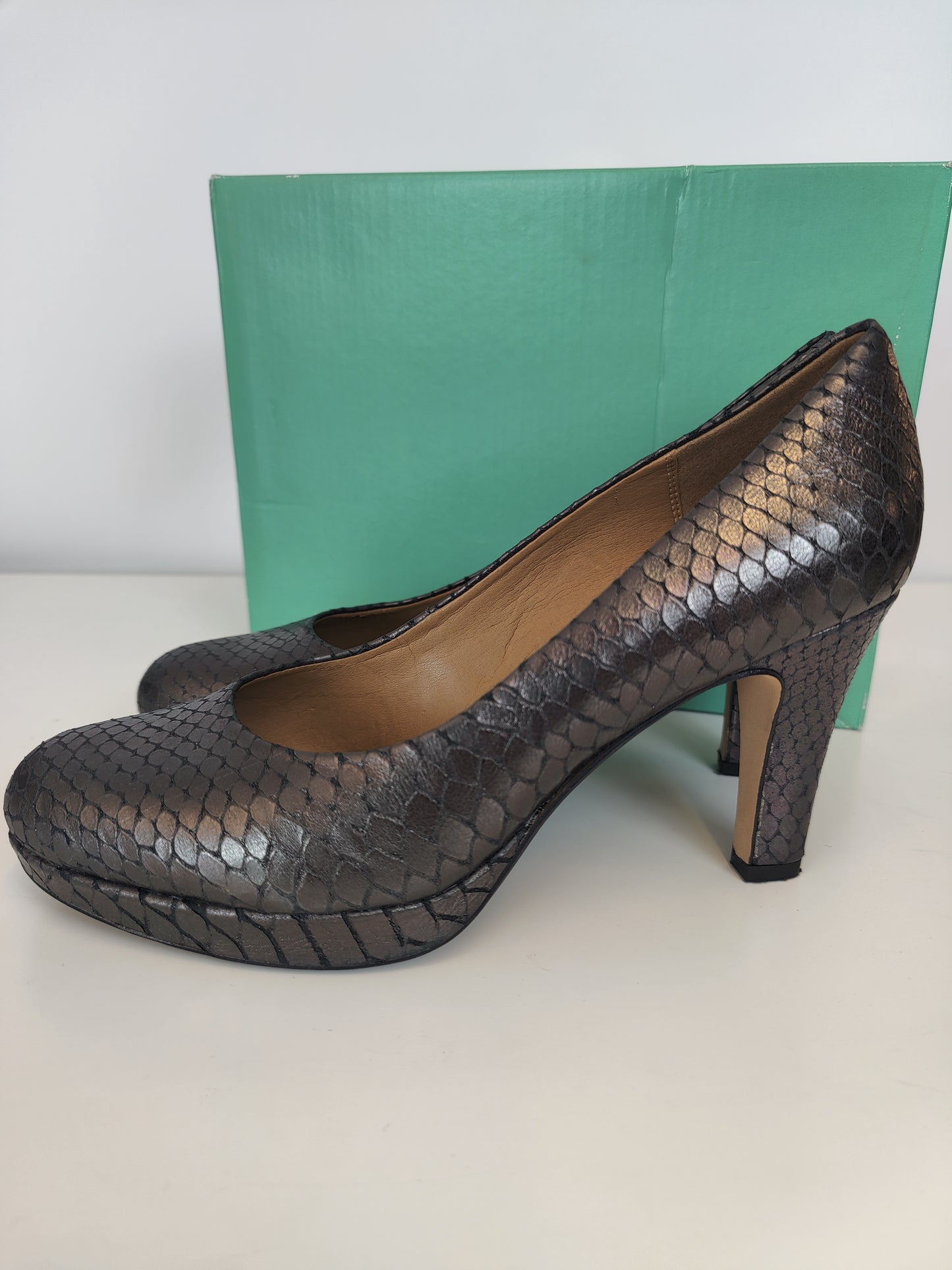 Clarks Metallic Leather Heels