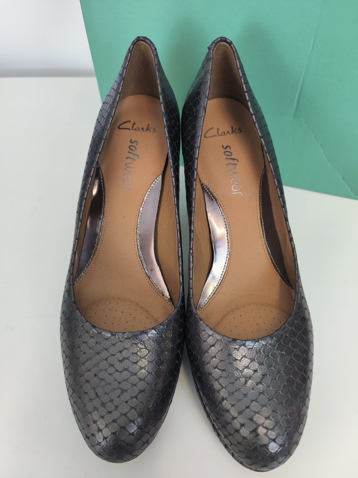 Clarks Metallic Leather Heels