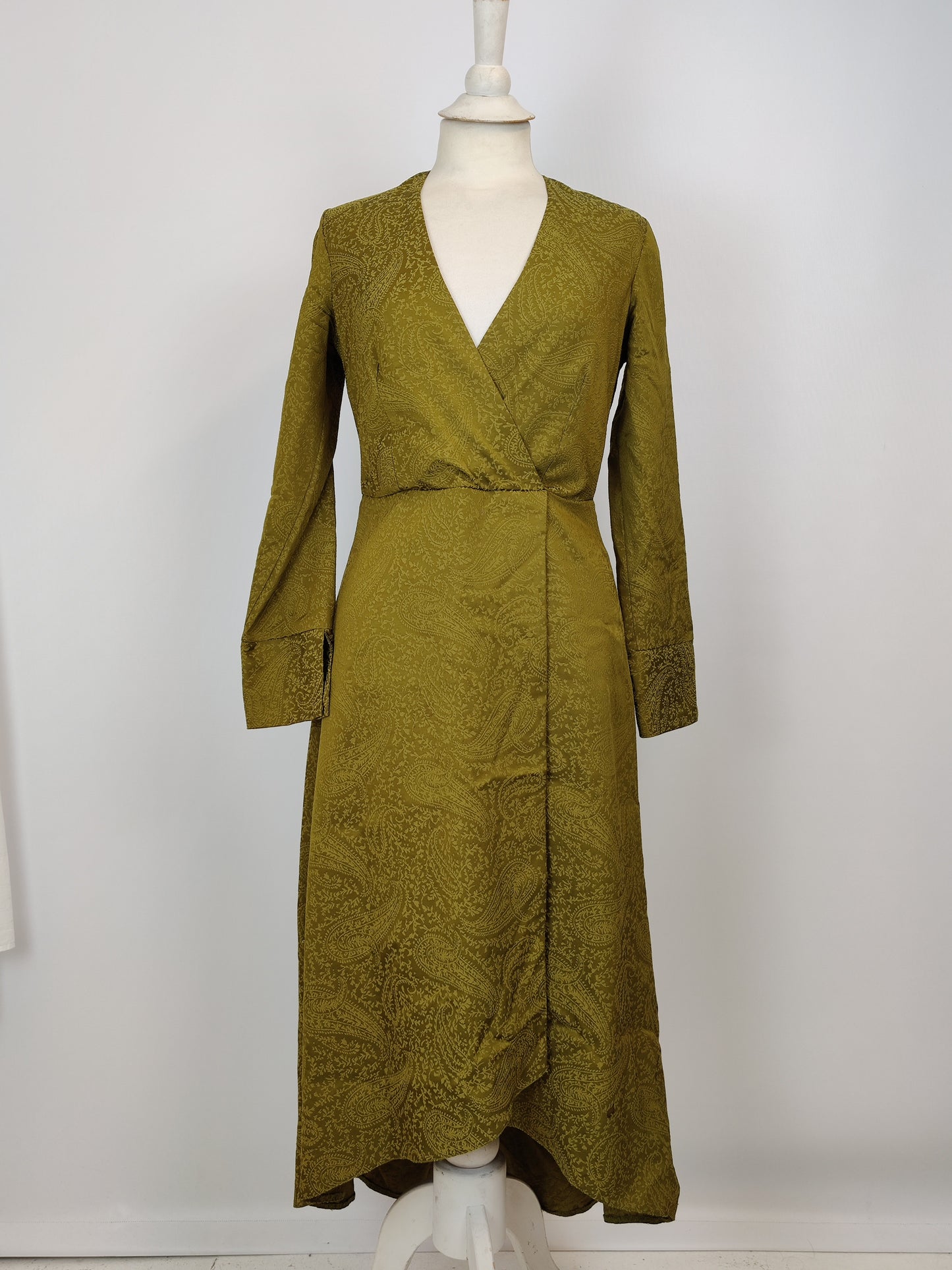 Closet London Khaki Wrap Midi Dress with Split Sleeves