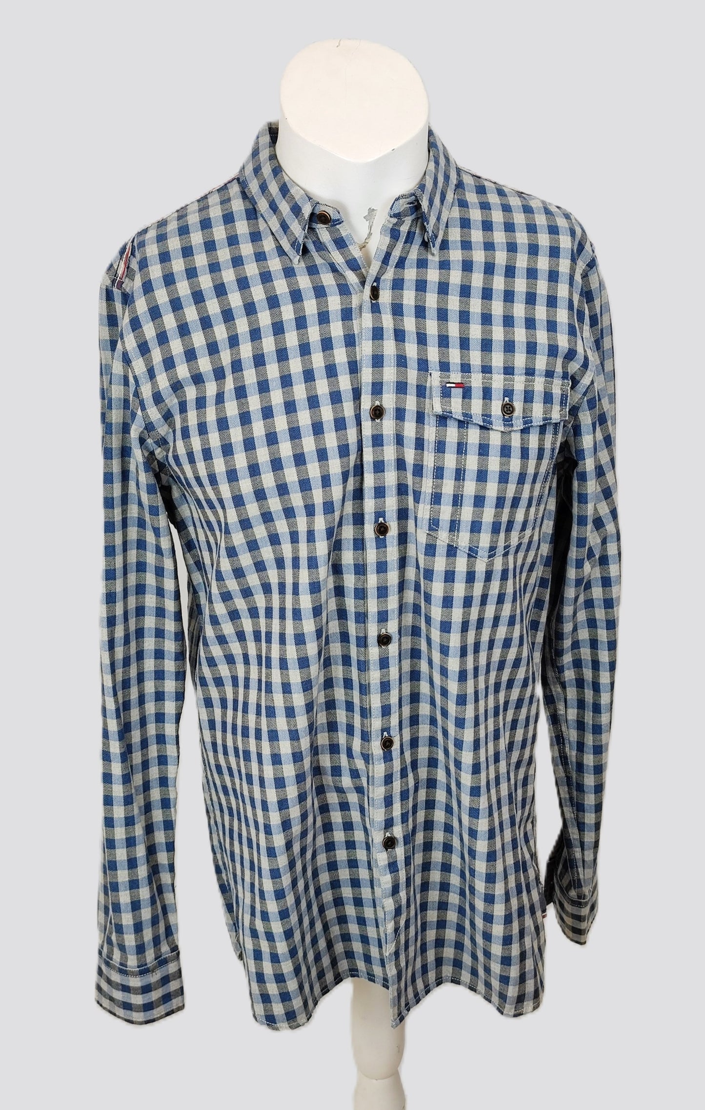 Tommy Hilfiger Denim Men's Casual Shirt-Blue/Grey Check