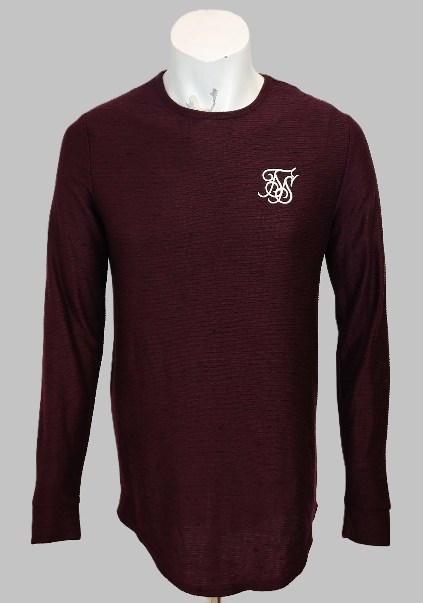SikSilk Long Sleeve T-Shirt - Burgundy