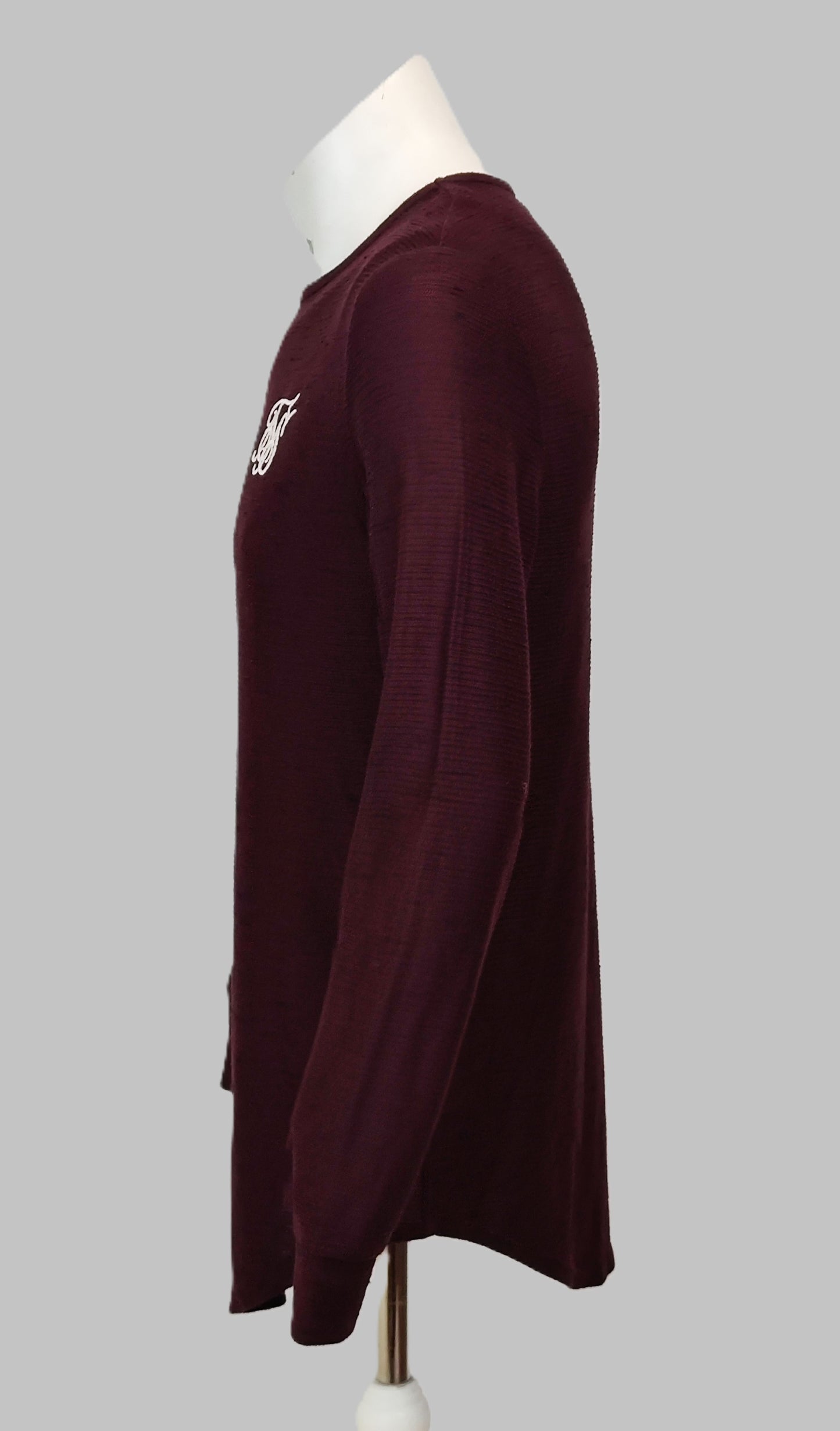 SikSilk Long Sleeve T-Shirt - Burgundy