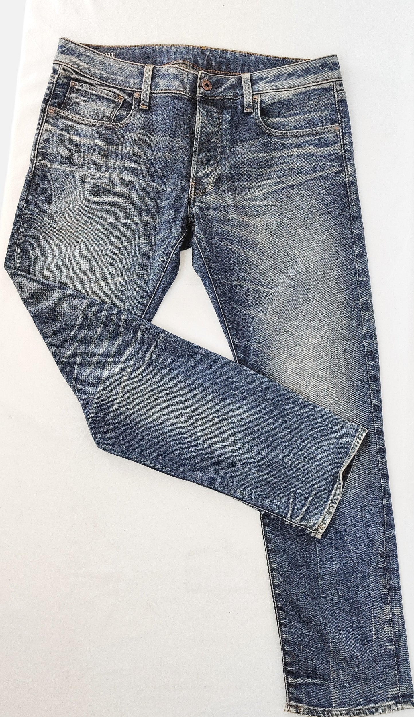 G-Star Stone-Washed 3301 Slim Jeans- Blue