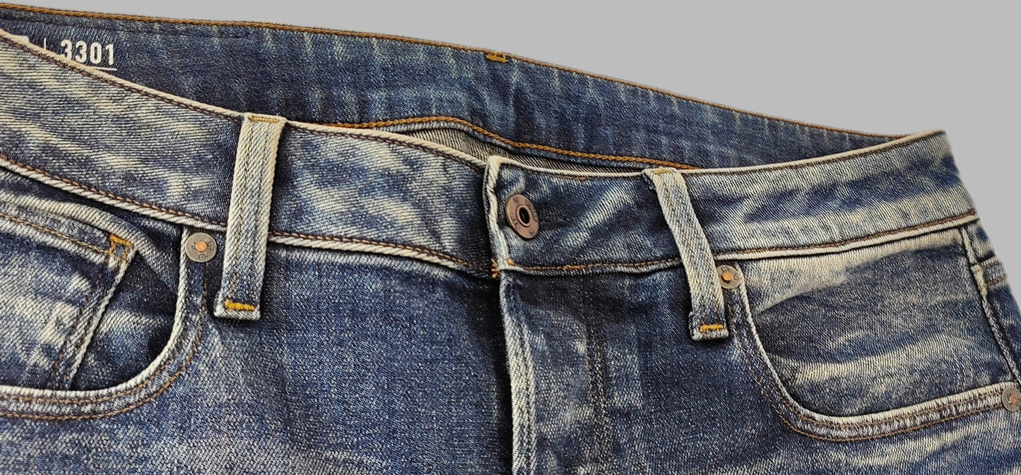 G-Star Stone-Washed 3301 Slim Jeans- Blue