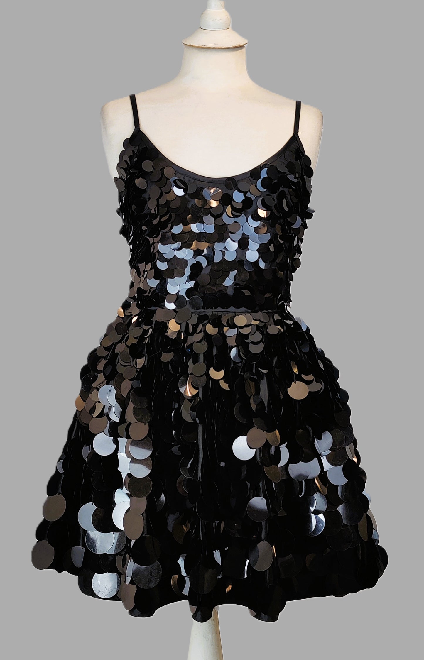 ASOS DESIGN Embellished Mini Corset Prom with Oversized Disc Sequin-Black