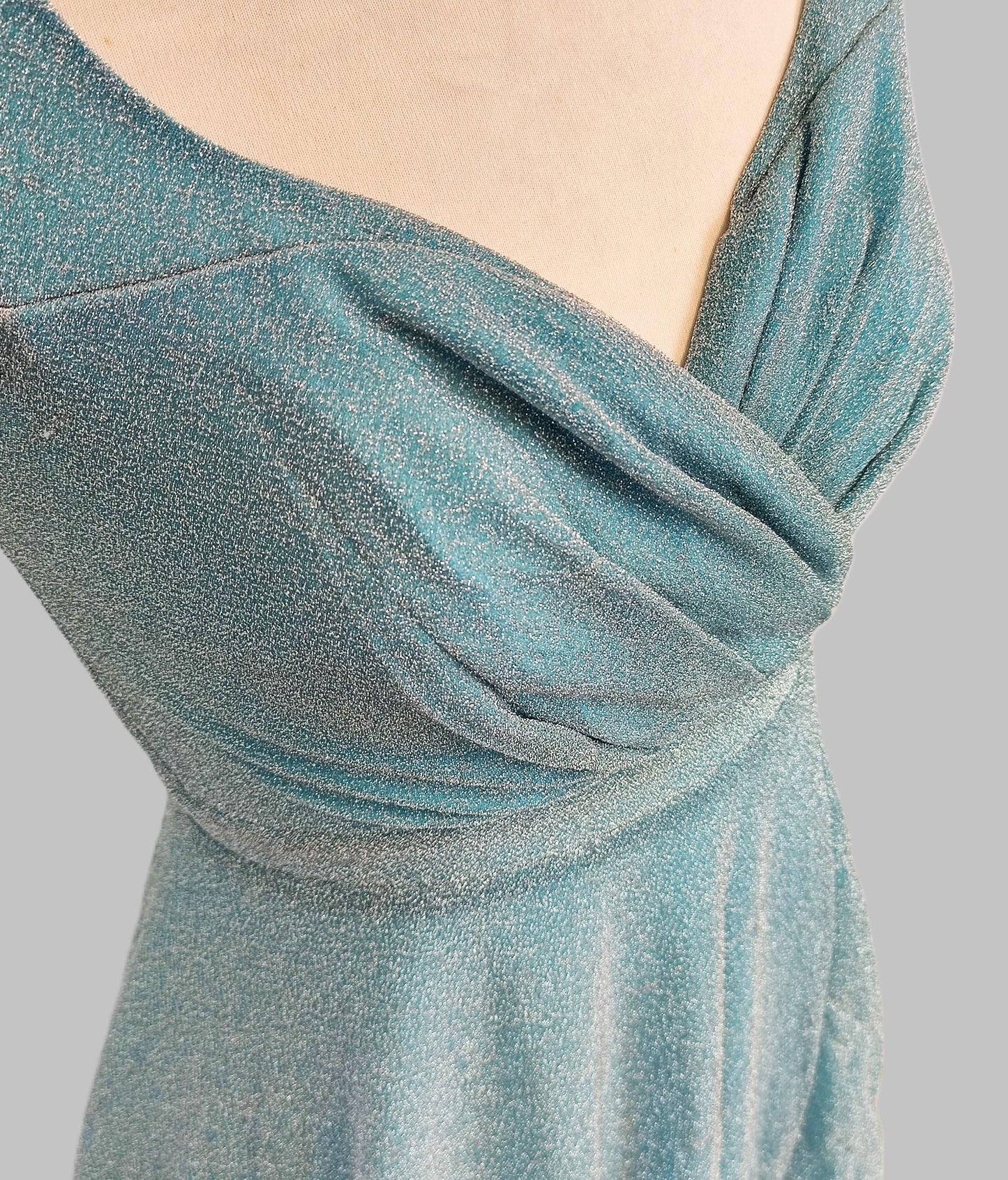 QUIZ Glitter Wrap Maxi Dress - Sky Blue