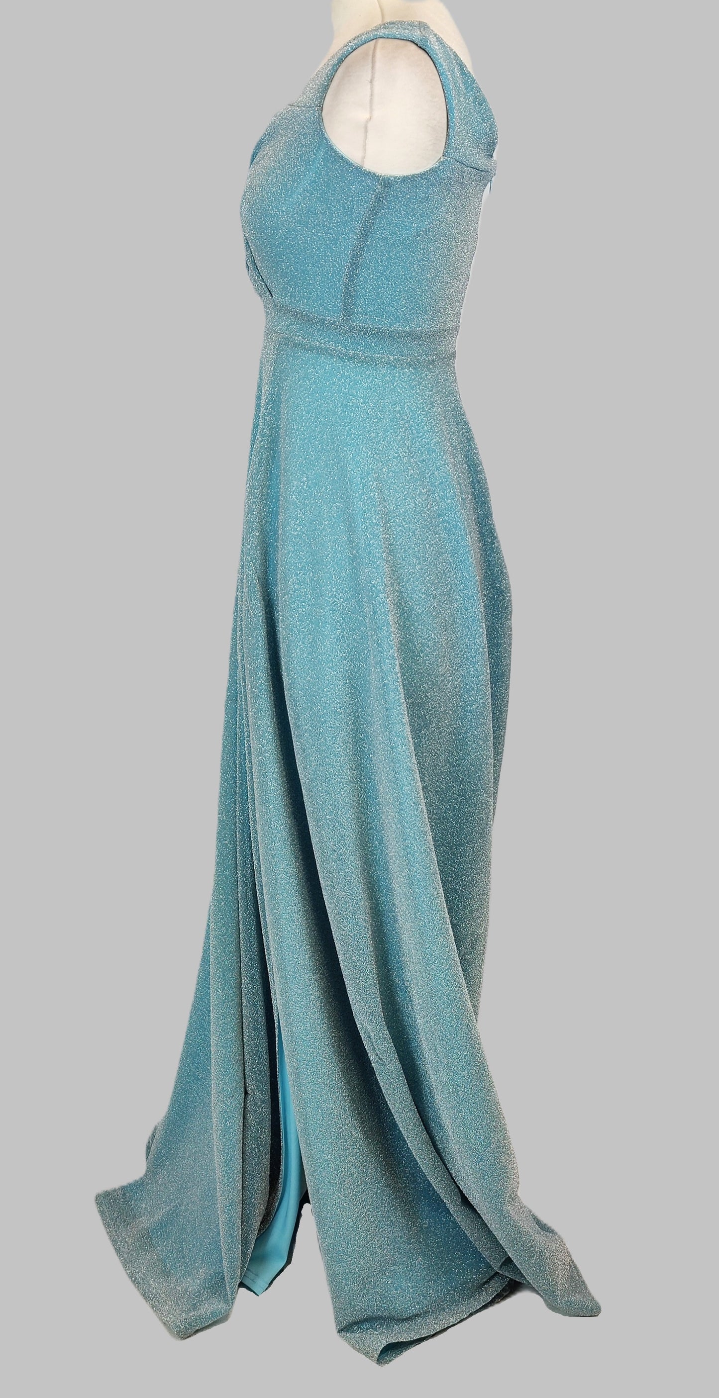 QUIZ Glitter Wrap Maxi Dress - Sky Blue