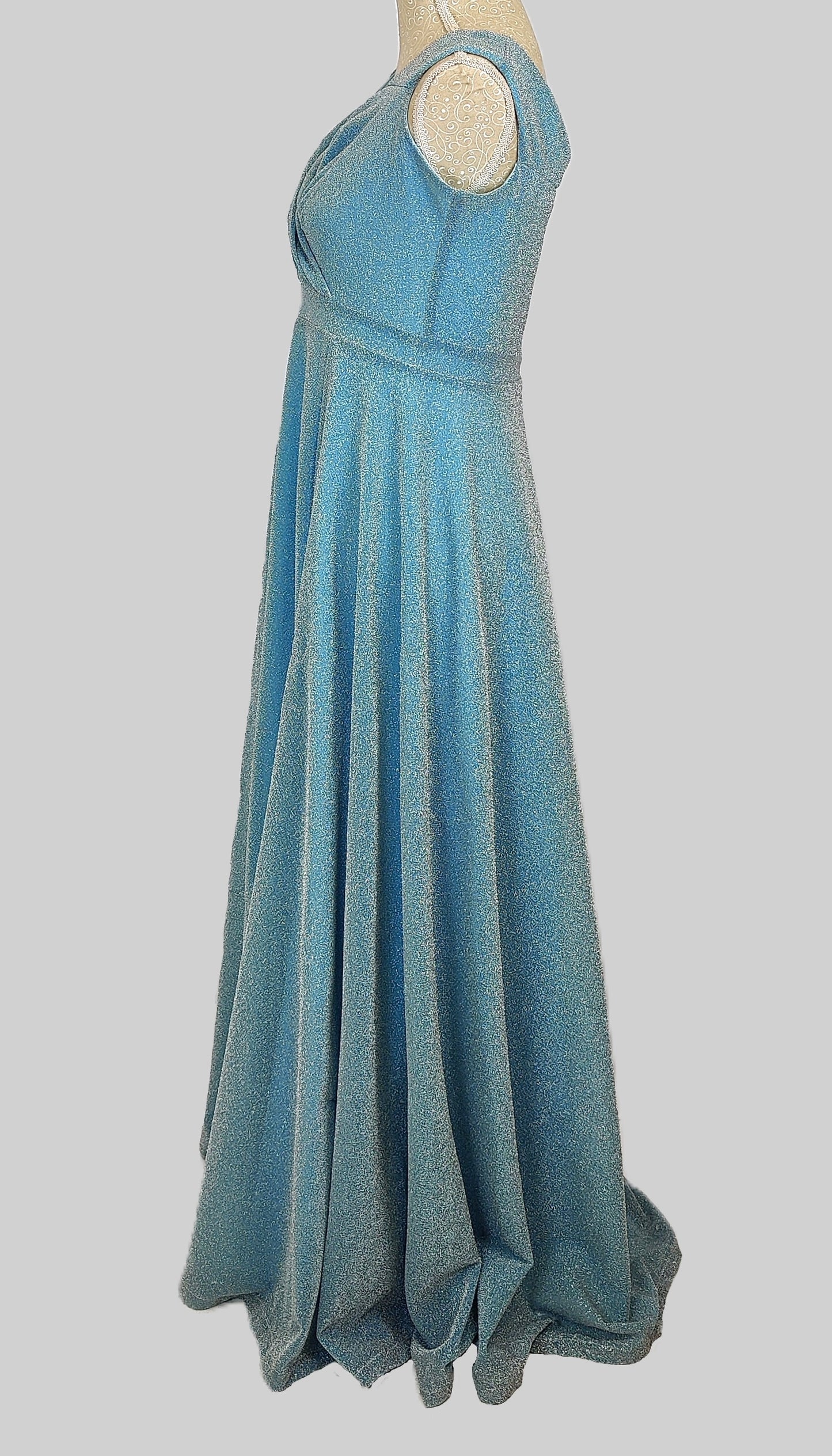QUIZ Glitter Wrap Maxi Dress - Sky Blue