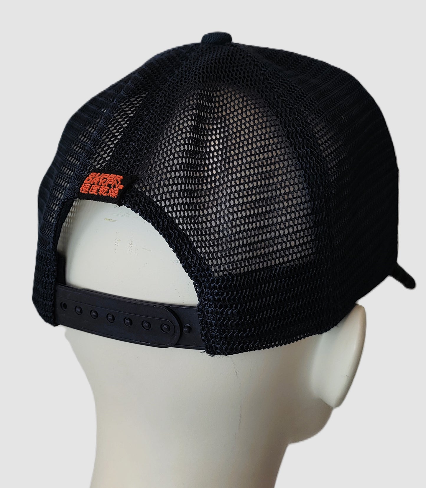 SuperDry® Trucker Style Adjustable Cap- Navy with Black+Orange Detail