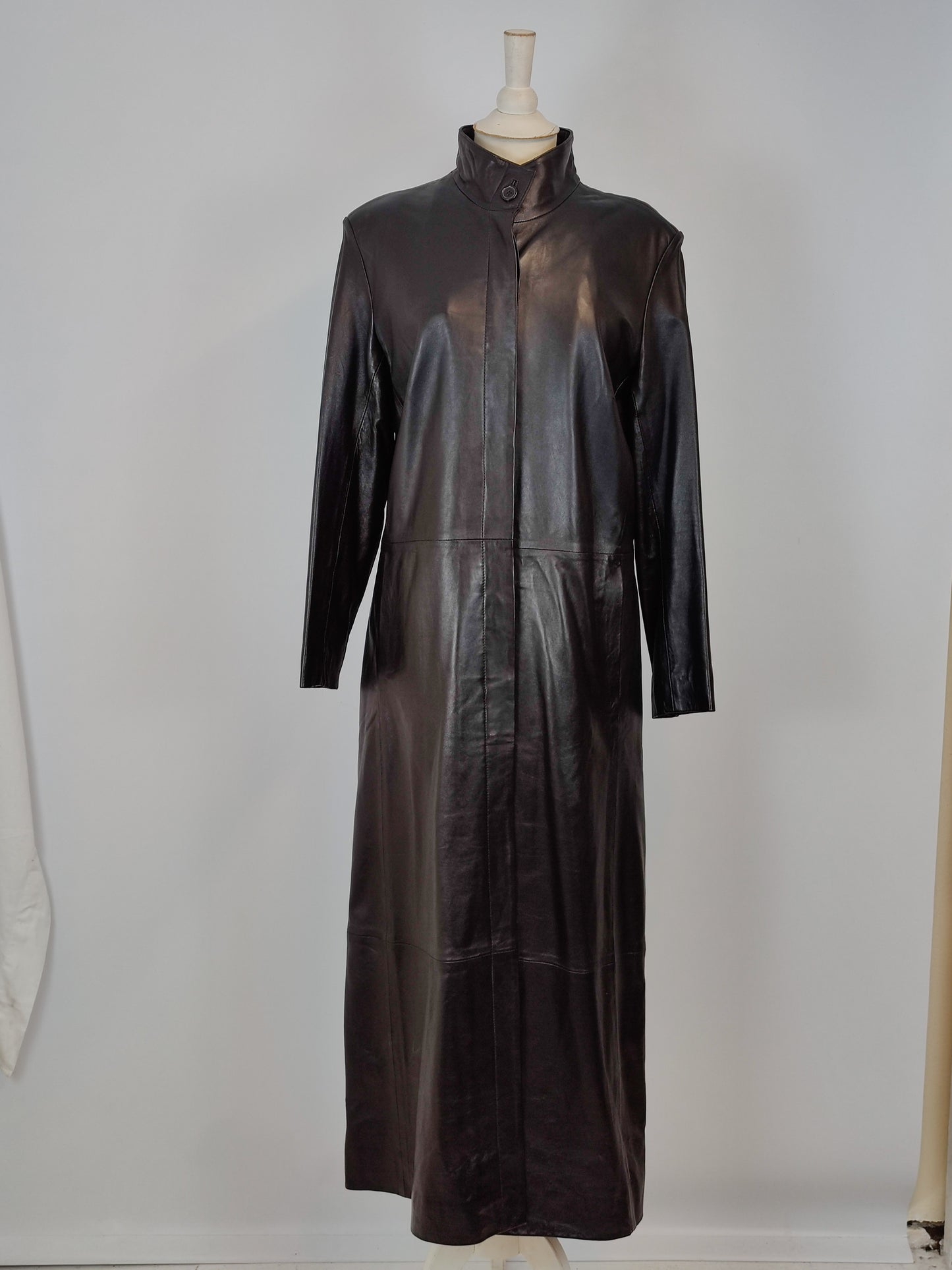 hElium Long Black Leather Jacket