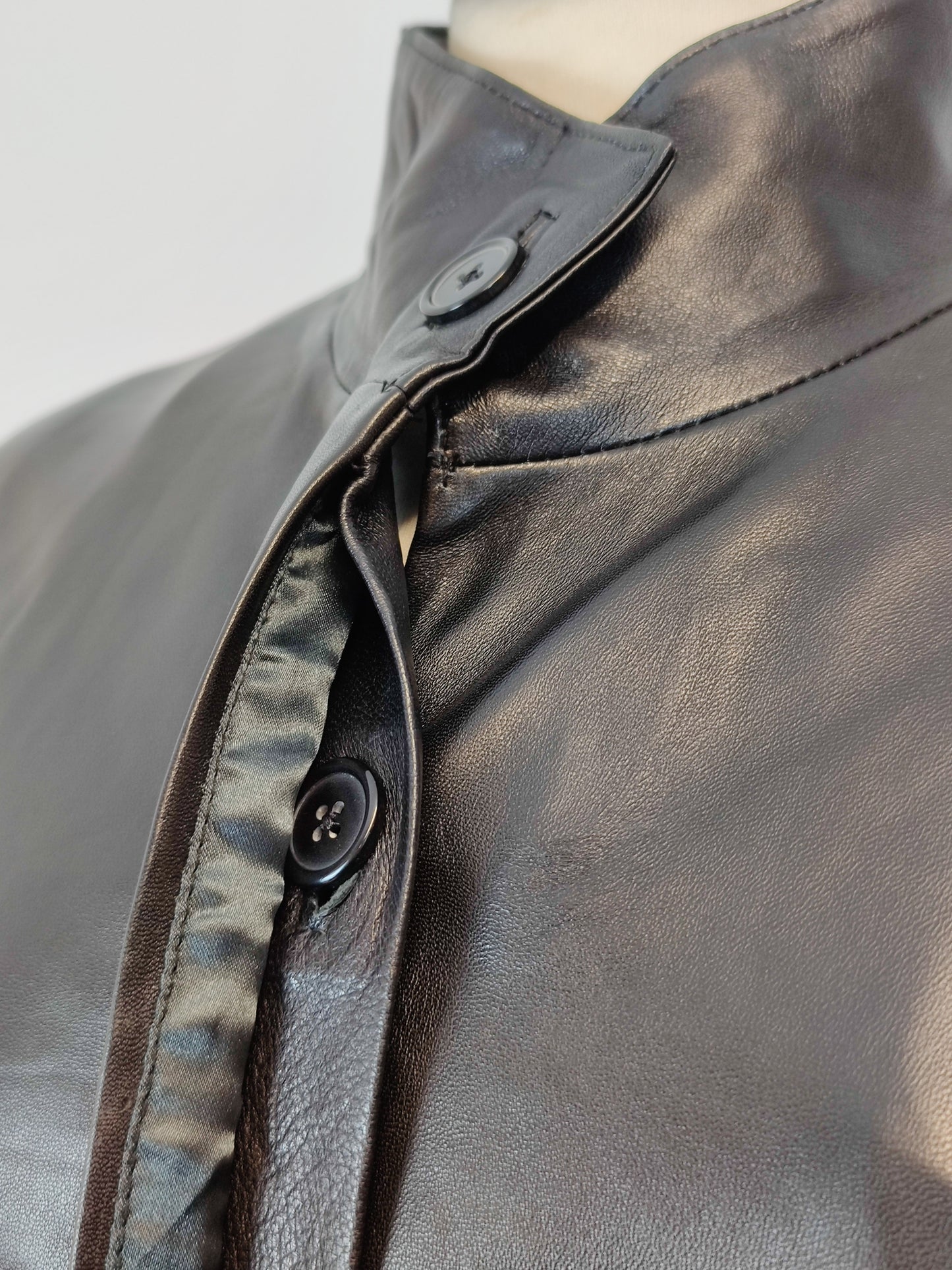 hElium Long Black Leather Jacket
