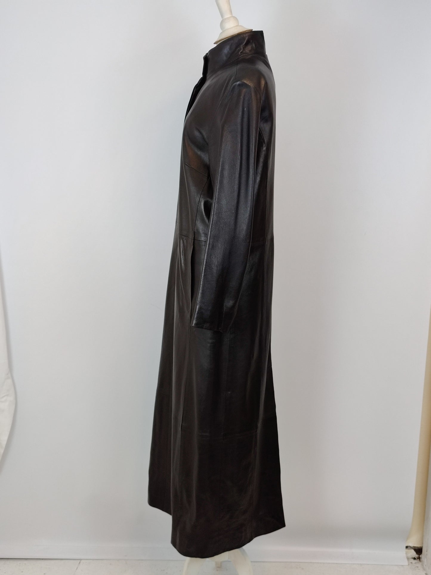 hElium Long Black Leather Jacket