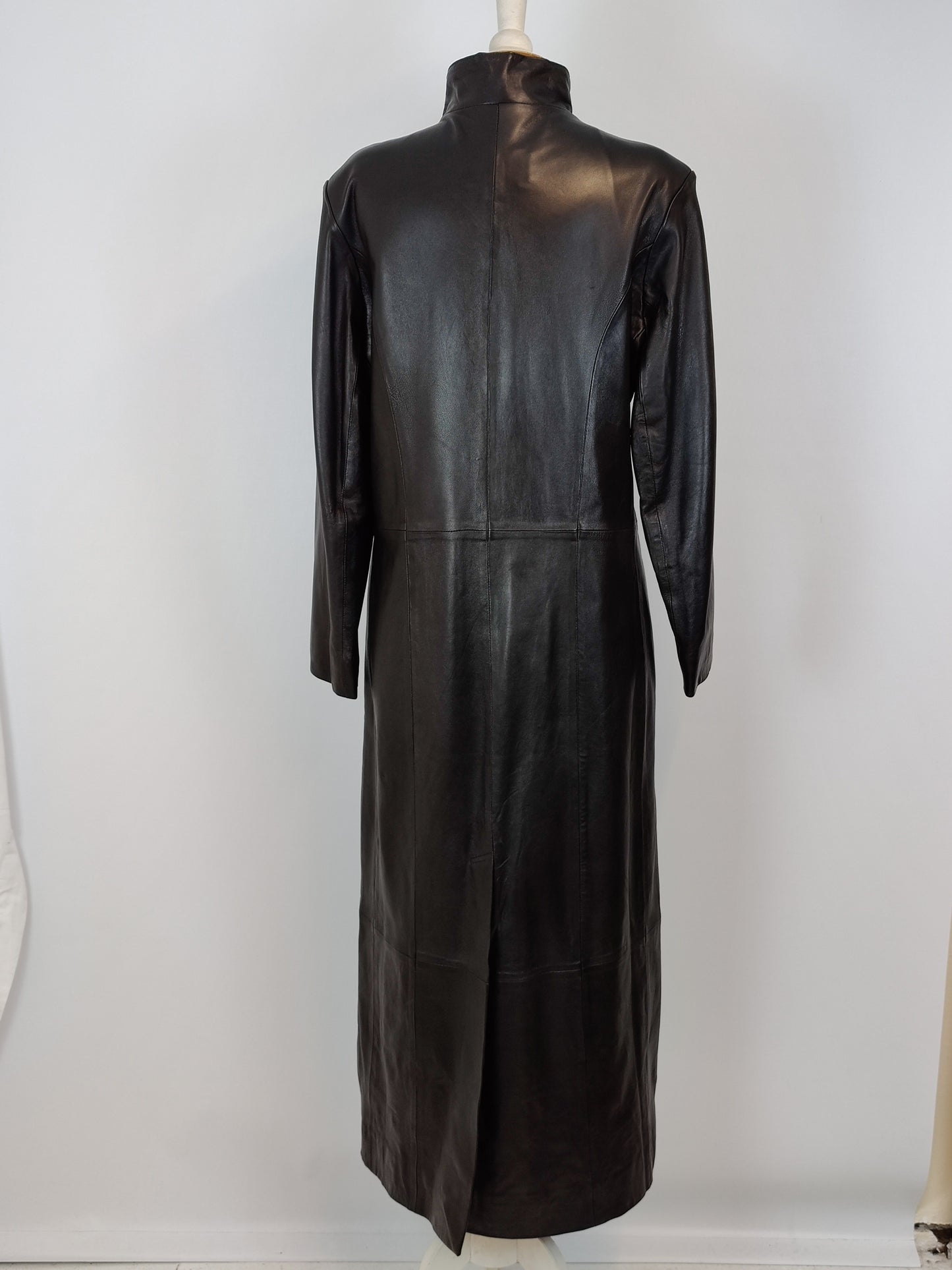 hElium Long Black Leather Jacket