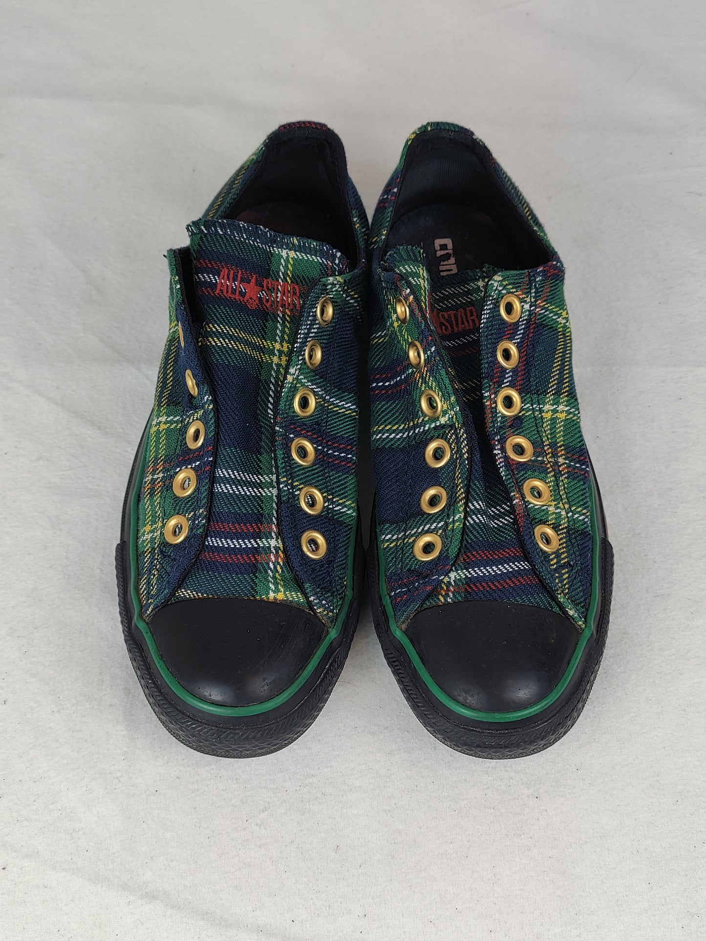 Vintage Converse Green Plaid Sneakers