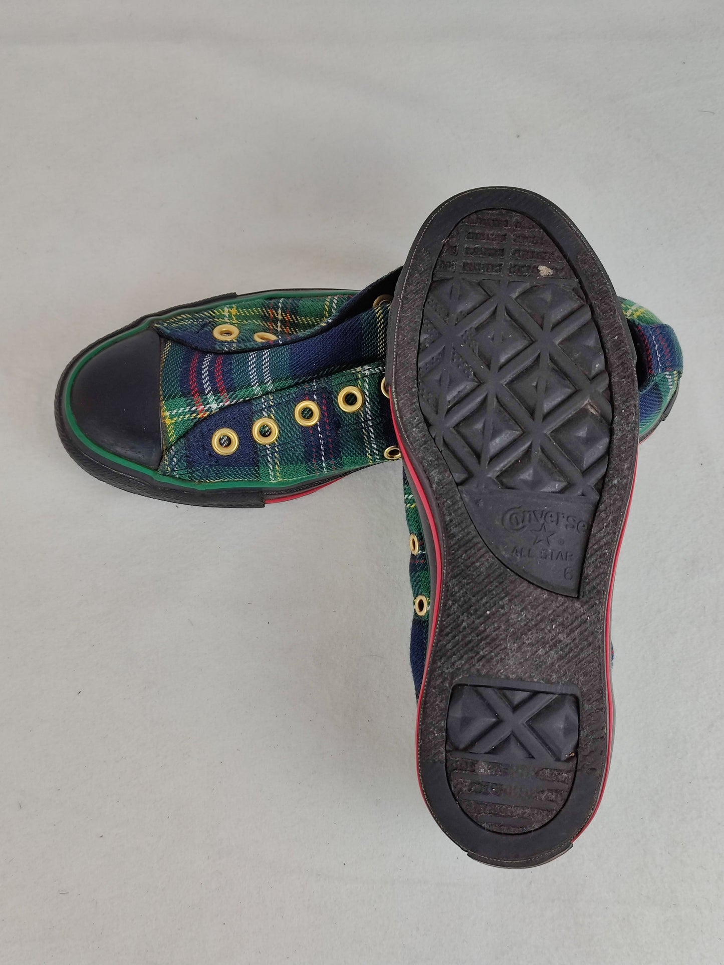 Vintage Converse Green Plaid Sneakers