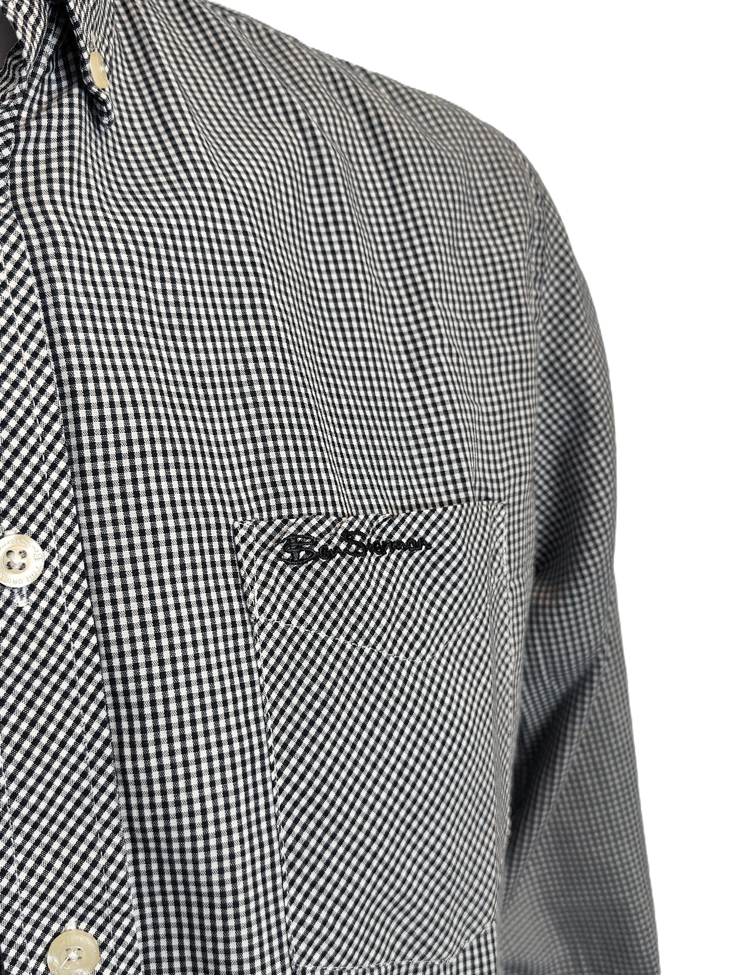 Ben Sherman Heritage Long Sleeve Gingham Shirt - Black and White