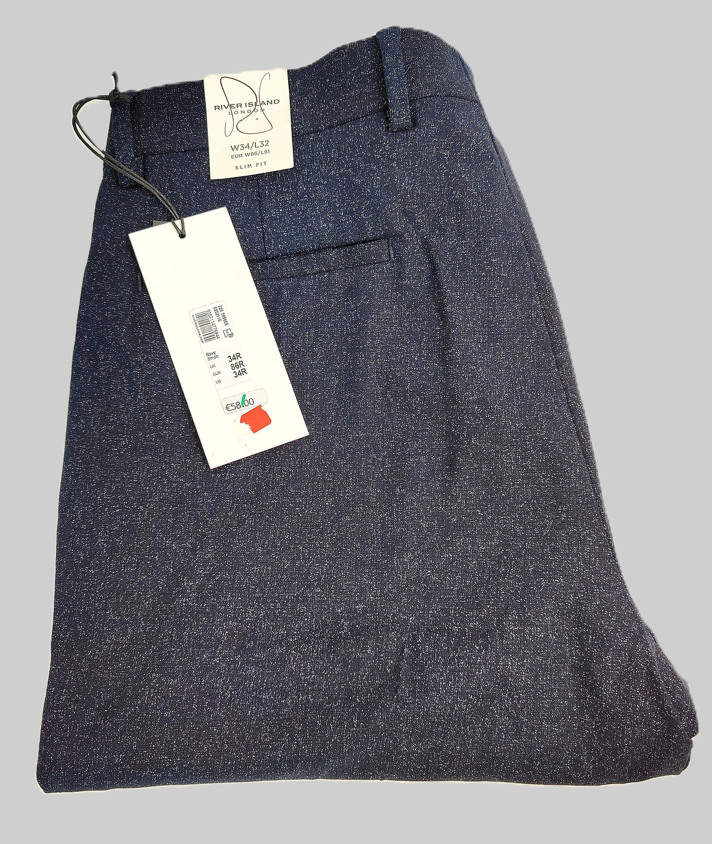 River Island Smart Dress Trousers-Dark Navy/White Fleck