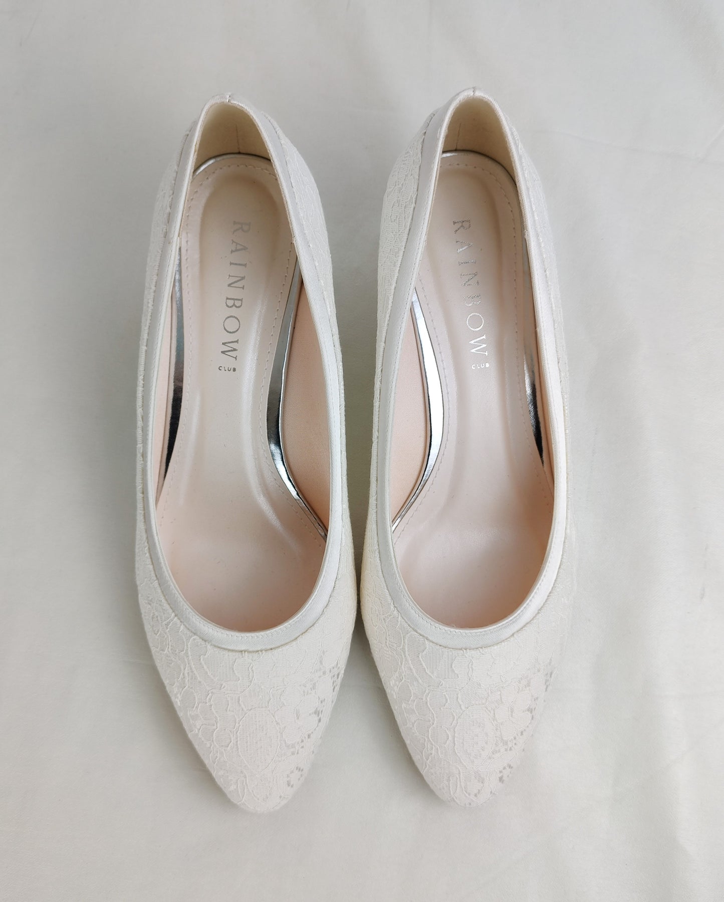 Rainbow Club Satin & Luxury Lace Bridal Court Shoes - Ivory