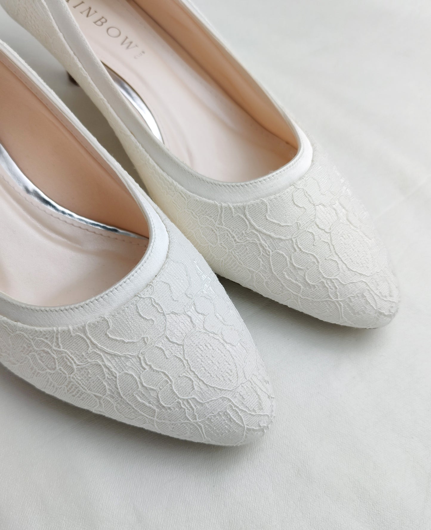 Rainbow Club Satin & Luxury Lace Bridal Court Shoes - Ivory
