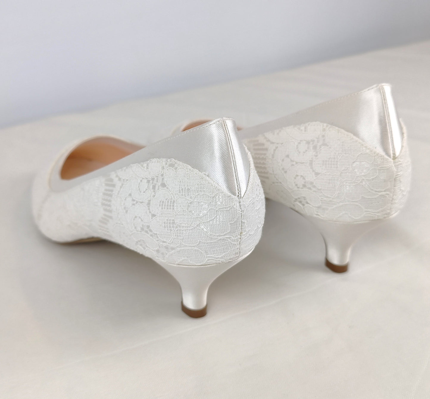Rainbow Club Satin & Luxury Lace Bridal Court Shoes - Ivory