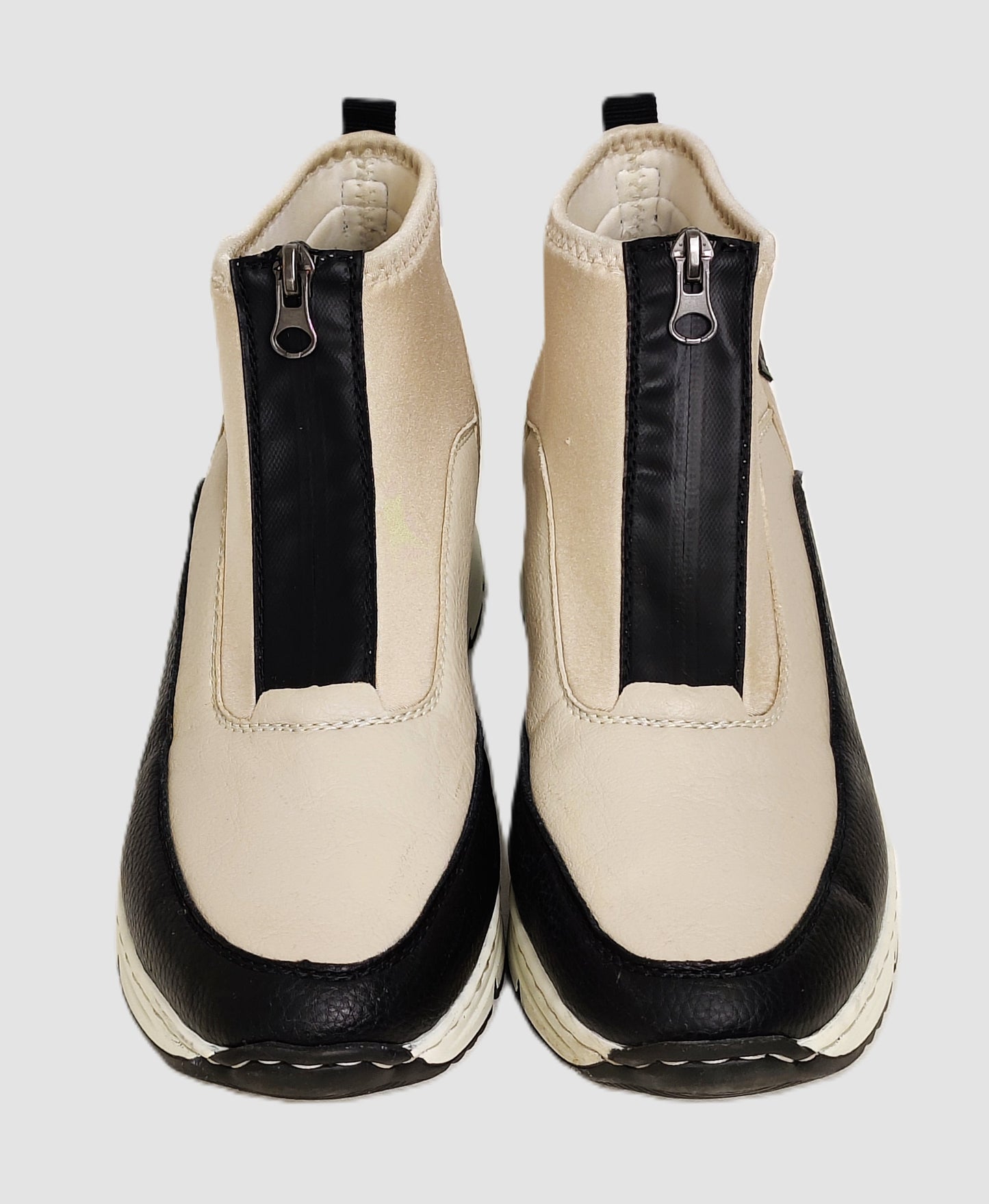 Rieker Wedge Ankle Boot-Cream & Black