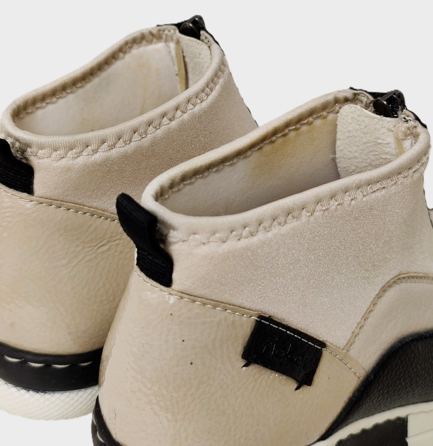 Rieker Wedge Ankle Boot-Cream & Black