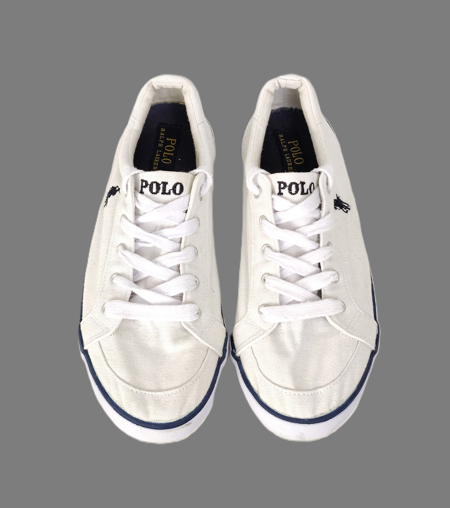 Polo Ralph Lauren Canvas Shoes-White with Navy Trim