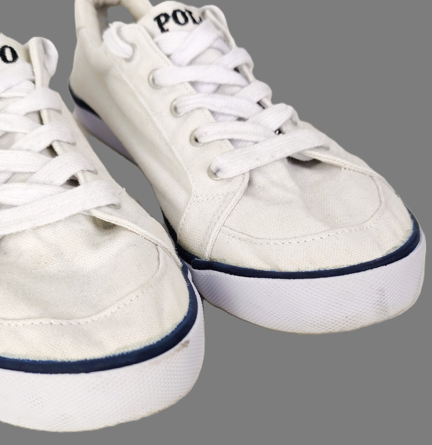 Polo Ralph Lauren Canvas Shoes-White with Navy Trim