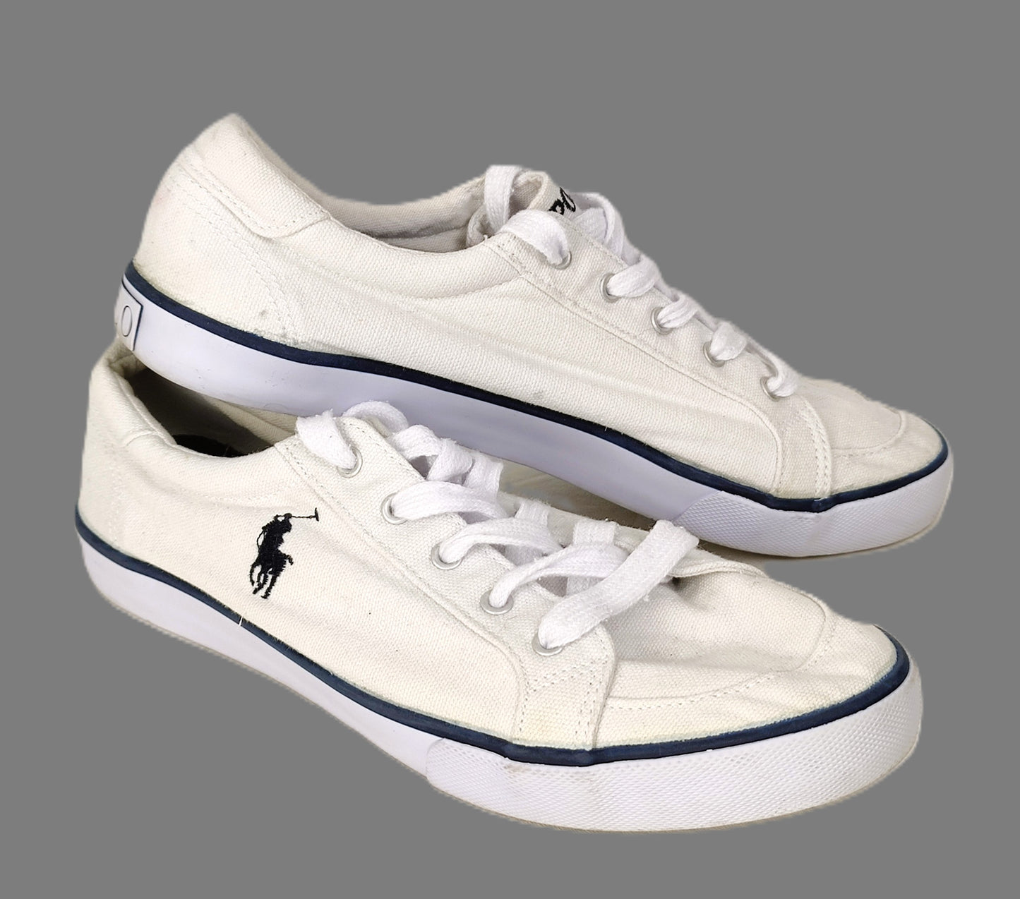 Polo Ralph Lauren Canvas Shoes-White with Navy Trim