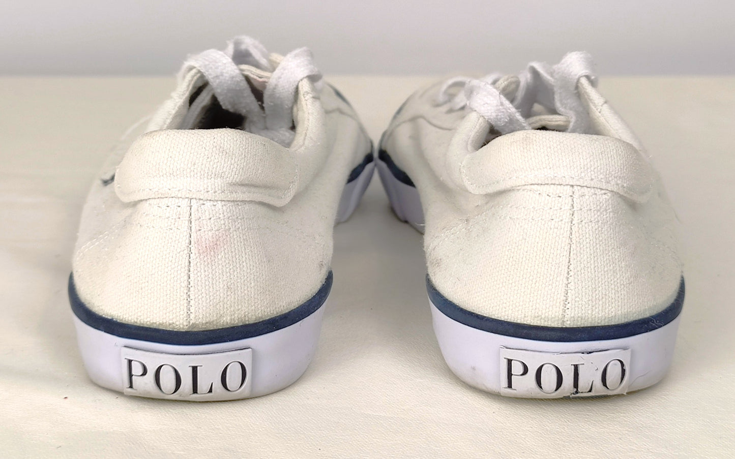 Polo Ralph Lauren Canvas Shoes-White with Navy Trim