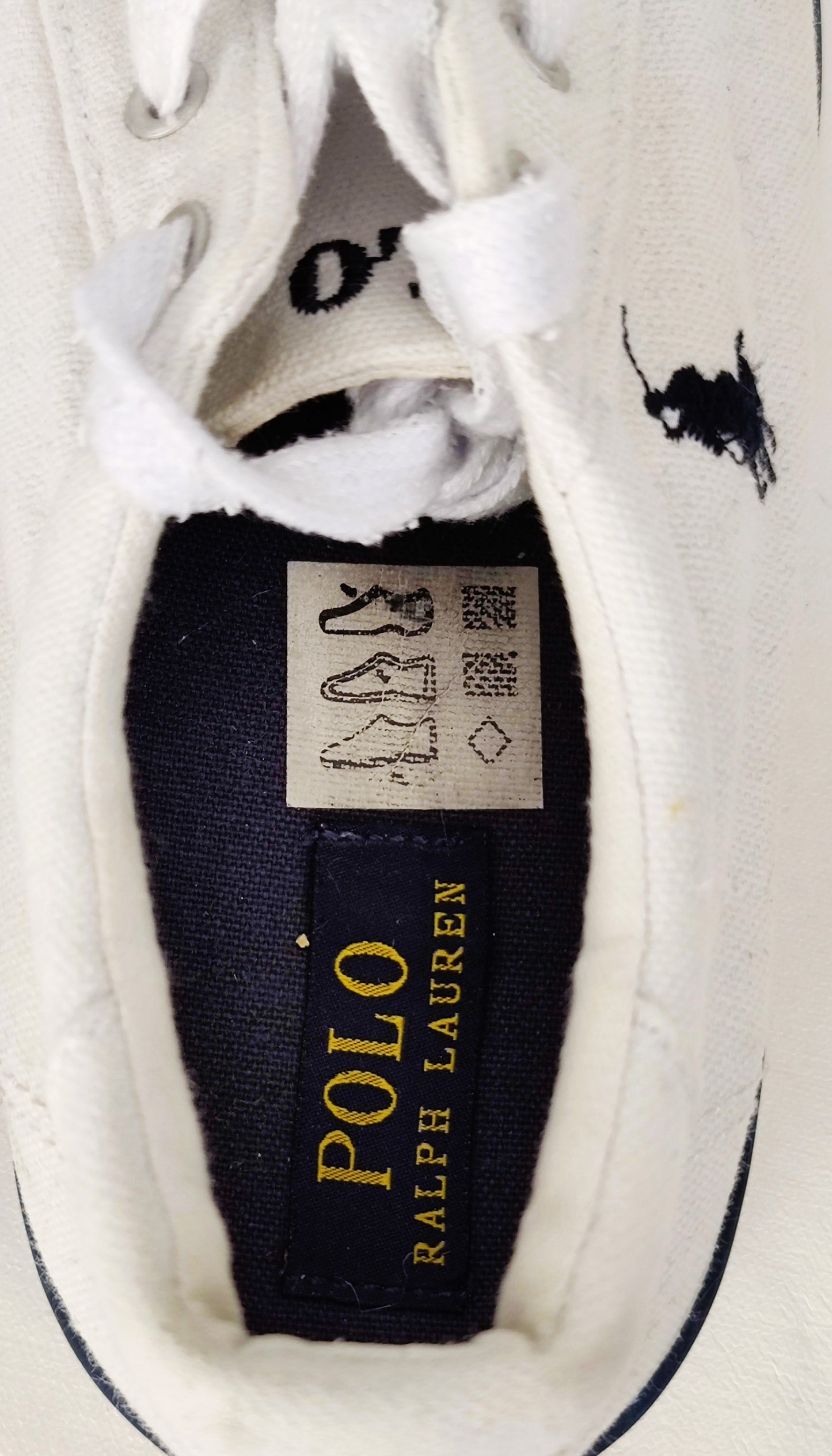 Polo Ralph Lauren Canvas Shoes-White with Navy Trim