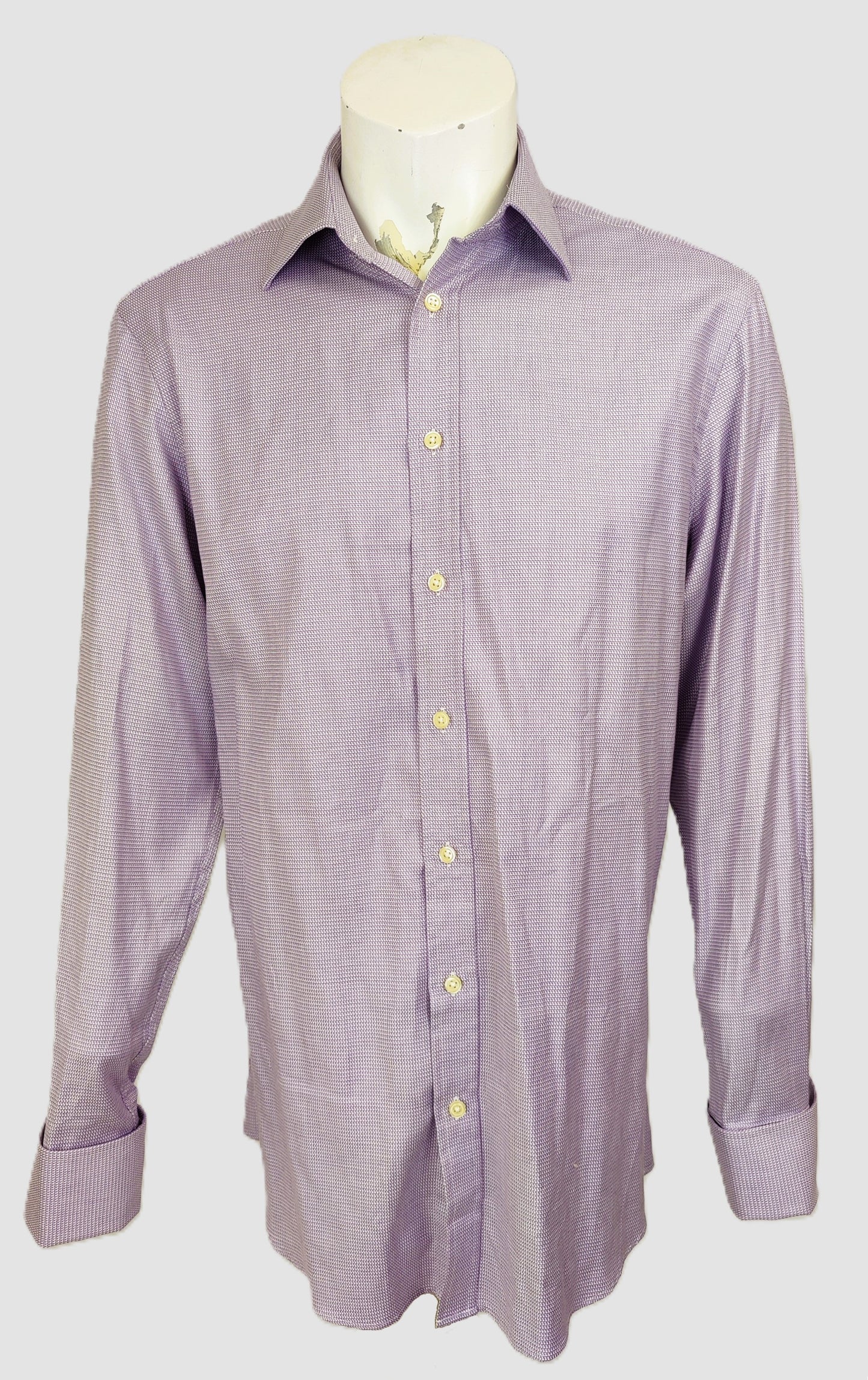 Charles Tyrwhitt Men's Flip Formal Flip Cuff Dress Shirt-Purple/Lilac Geometric Pattern