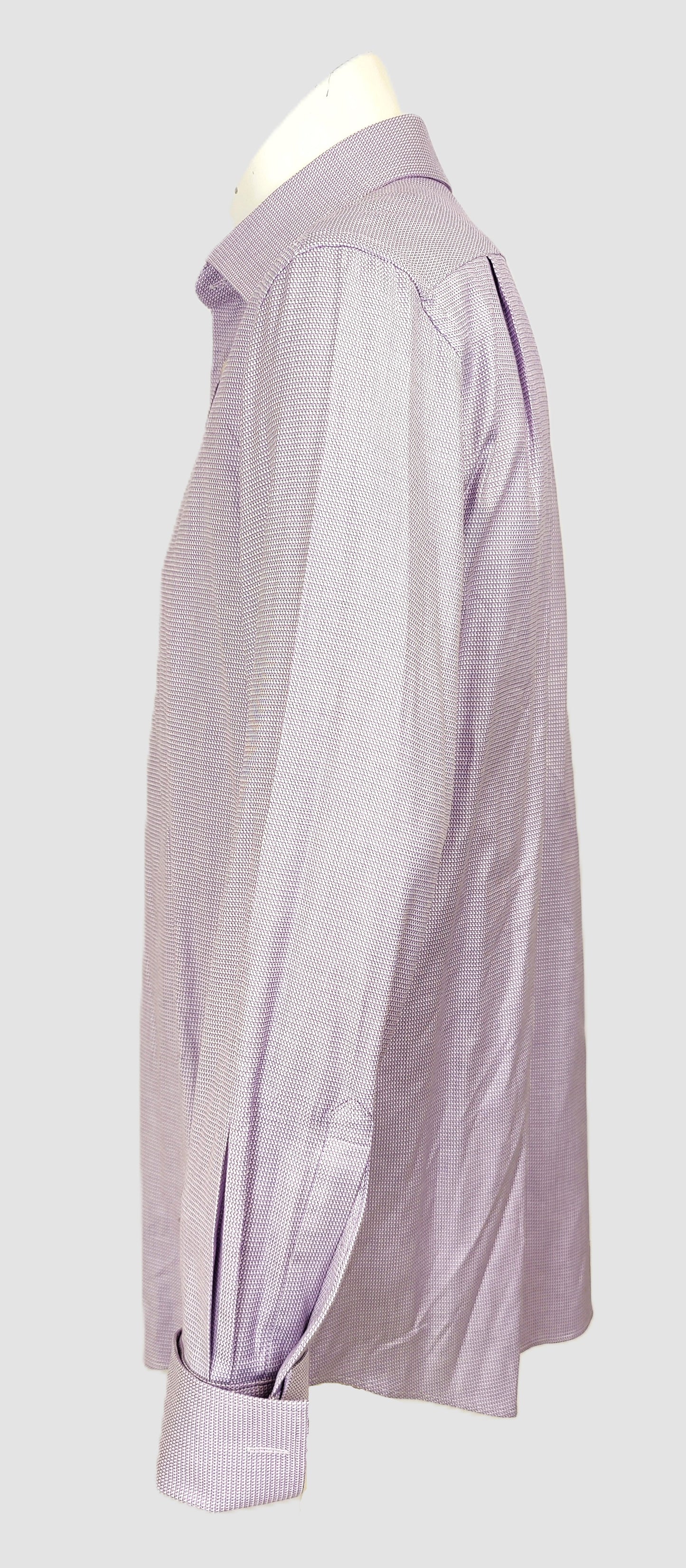 Charles Tyrwhitt Men's Flip Formal Flip Cuff Dress Shirt-Purple/Lilac Geometric Pattern