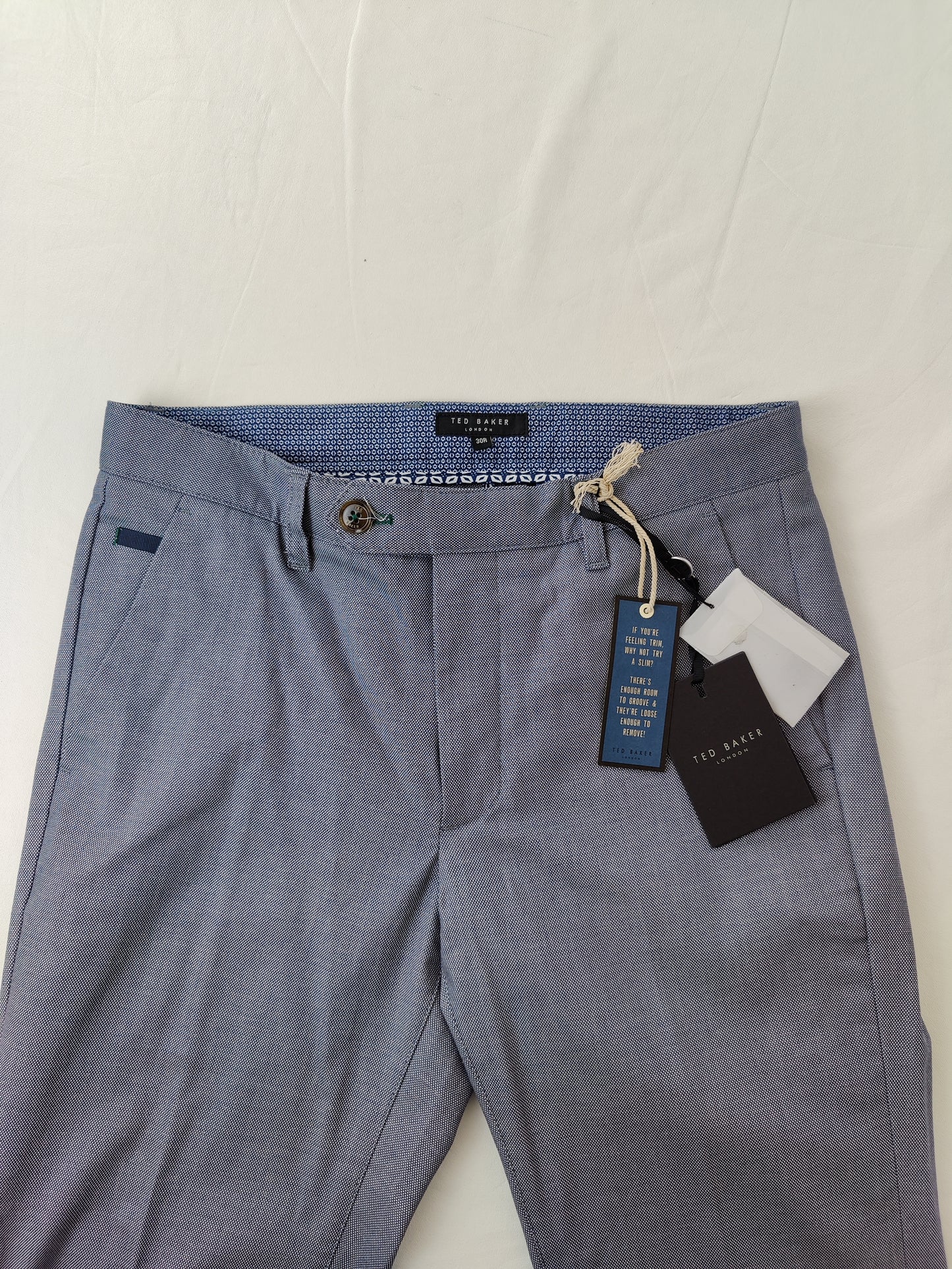 Ted Baker Grey Cotton Oxford Trousers
