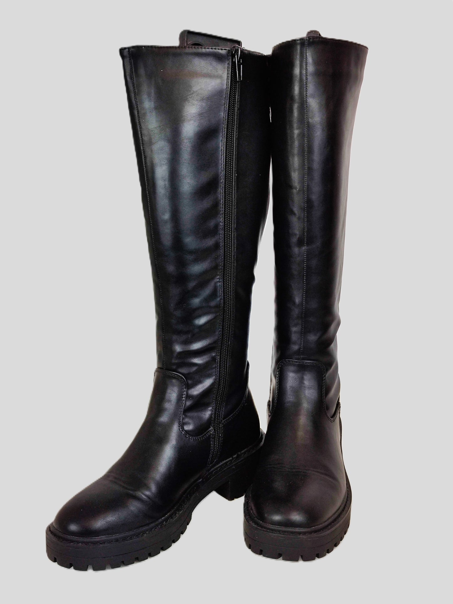New Look High Leg Stretch Chunky Boots-Black