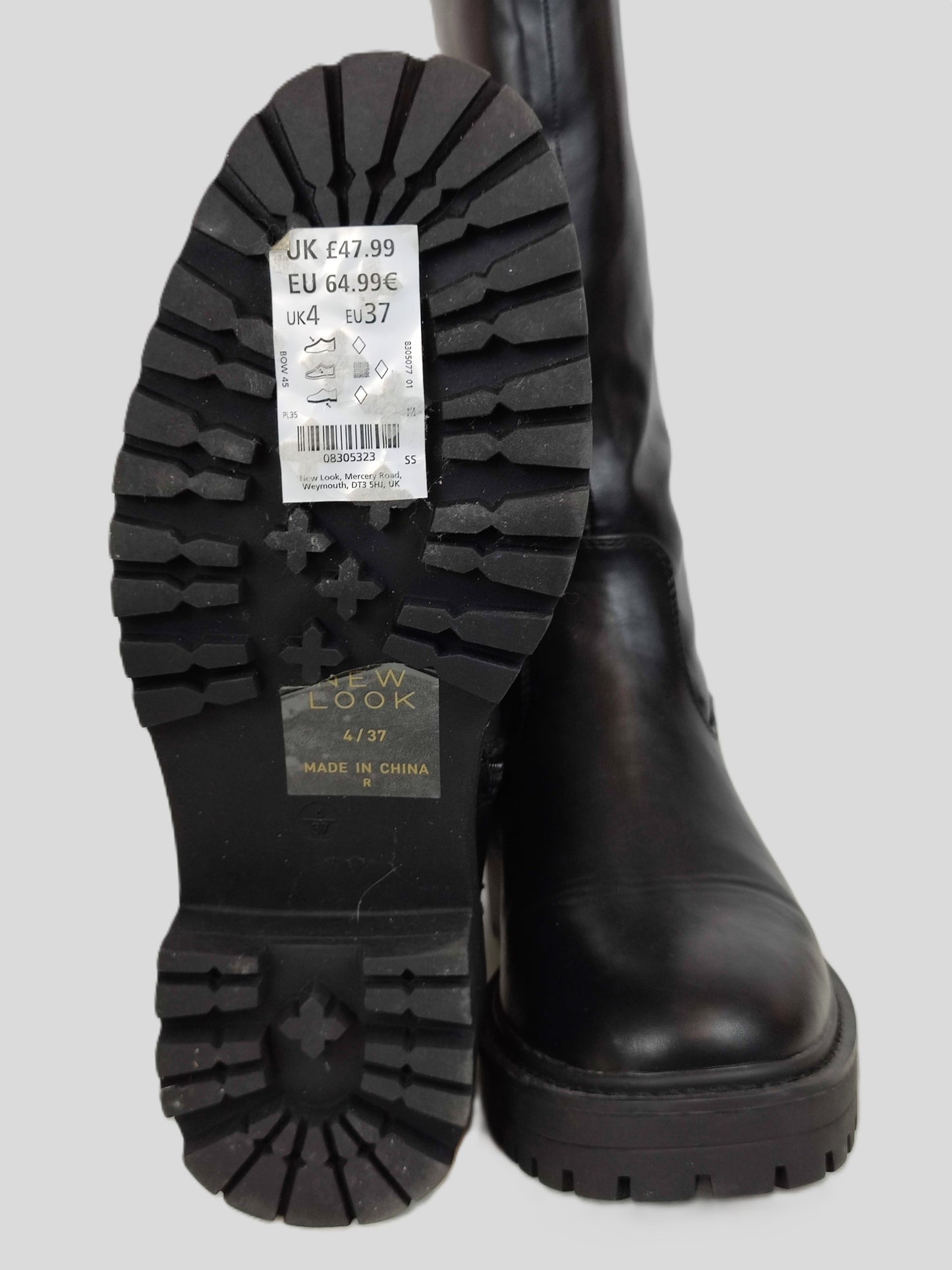 New Look High Leg Stretch Chunky Boots-Black