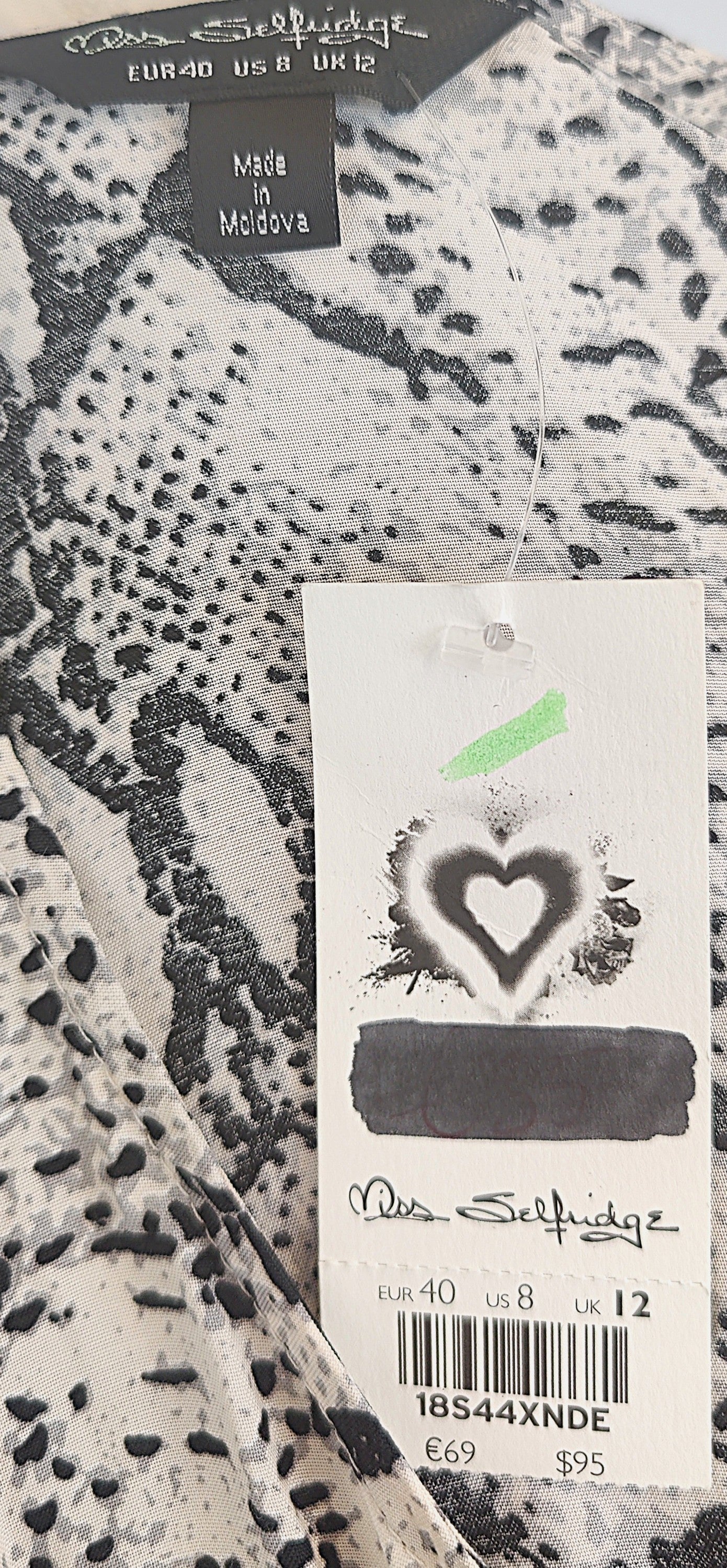 Miss Selfridge Snake Print Belted Maxi Shirt Dress-Black/White