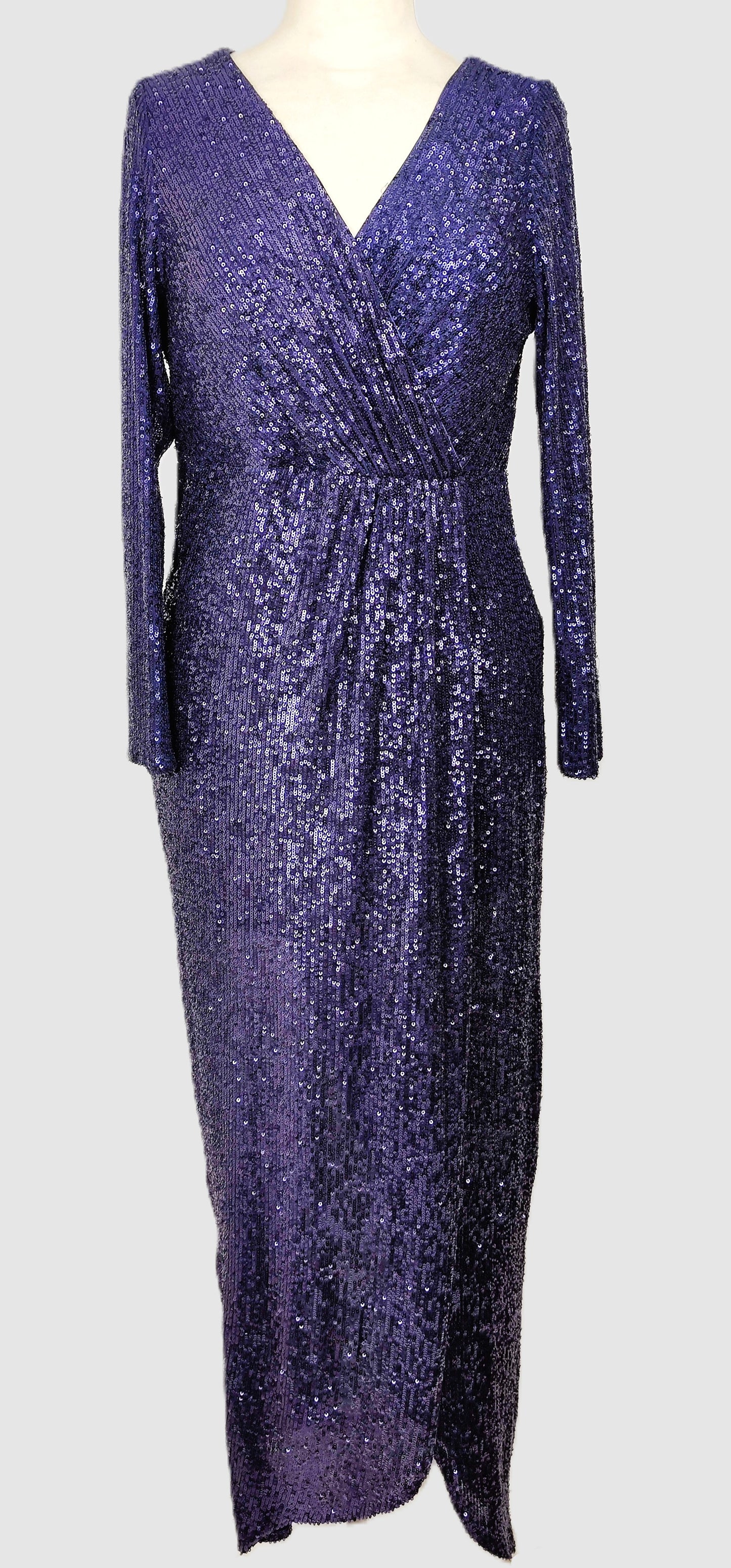 Quiz Sequin Midi Evening Party Dress-Navy/Purple
