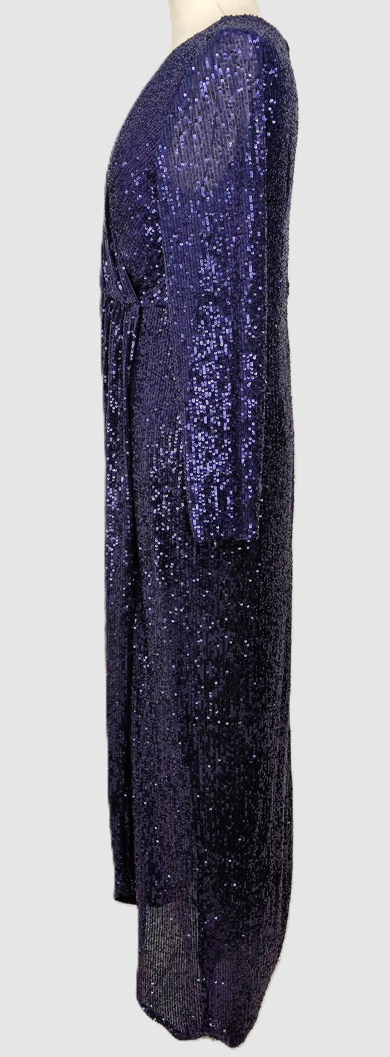 Quiz Sequin Midi Evening Party Dress-Navy/Purple