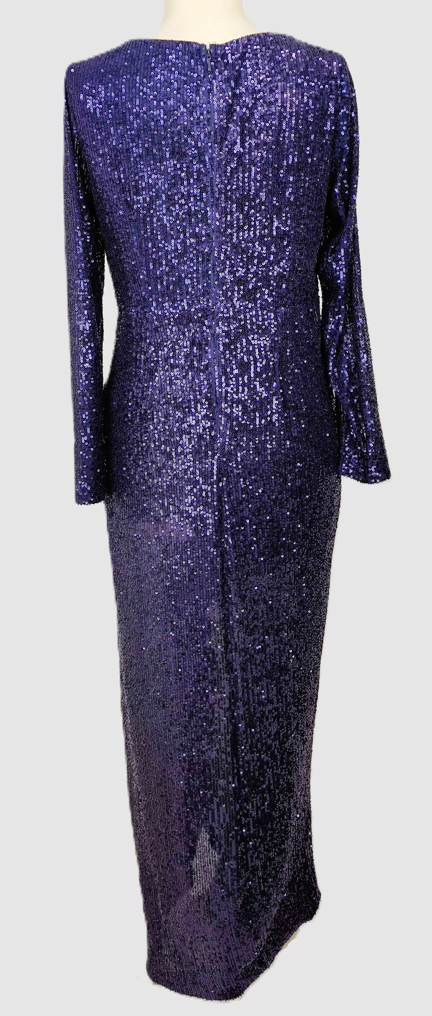 Quiz Sequin Midi Evening Party Dress-Navy/Purple
